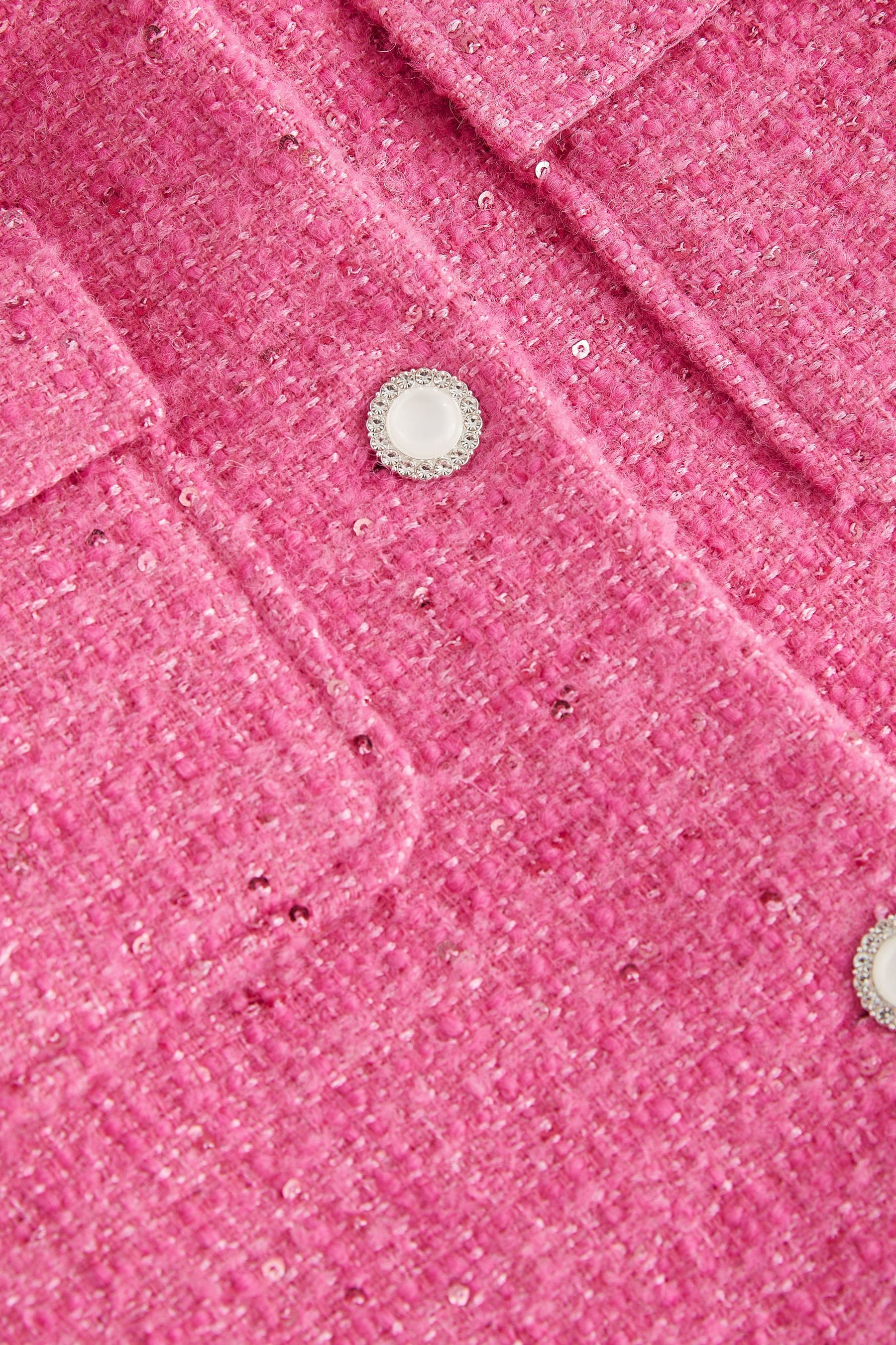 Pink Crop Wool Blend Sparkle Coat (3-16yrs)