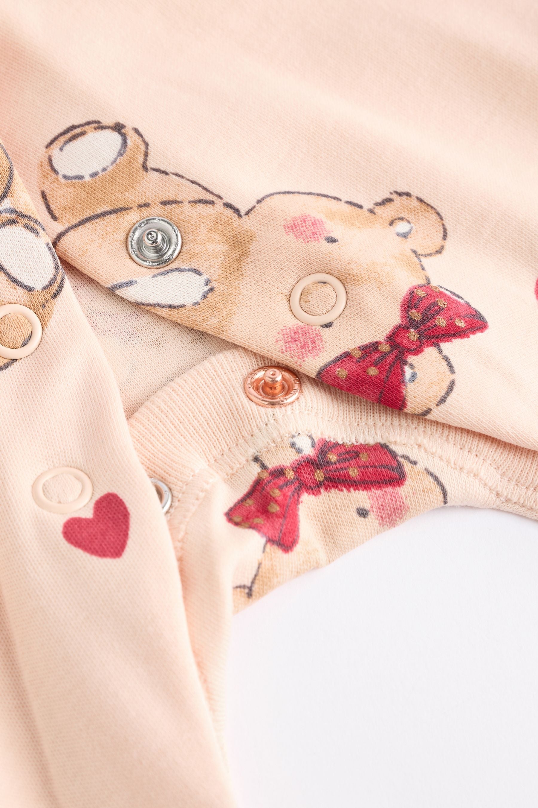 Red/Cream Christmas Bear Baby Sleepsuits 3 Pack (0mths-2yrs)