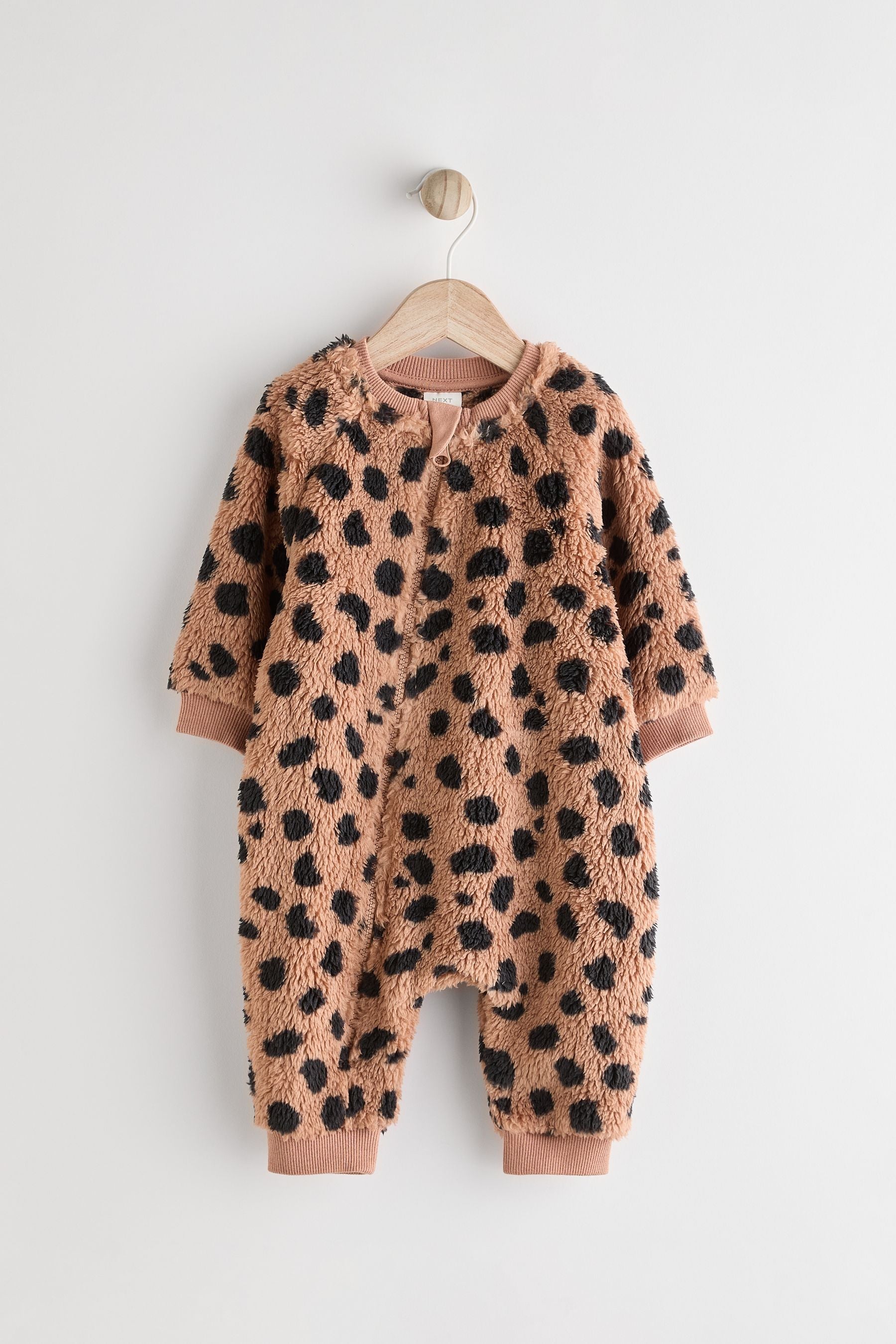 Brown Heavyweight Fleece Baby Sleepsuit