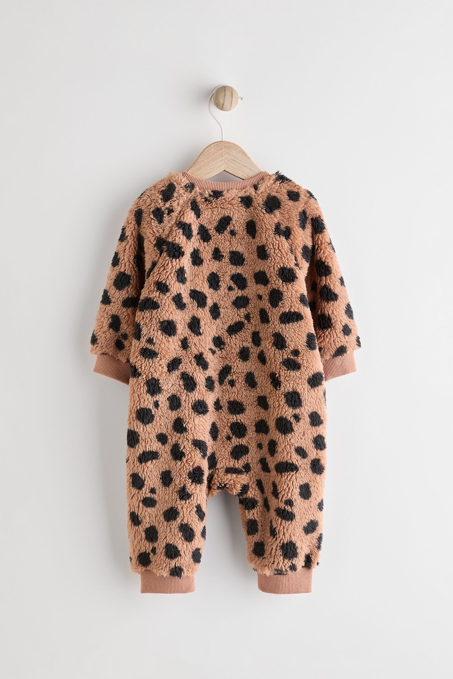 Brown Heavyweight Fleece Baby Sleepsuit