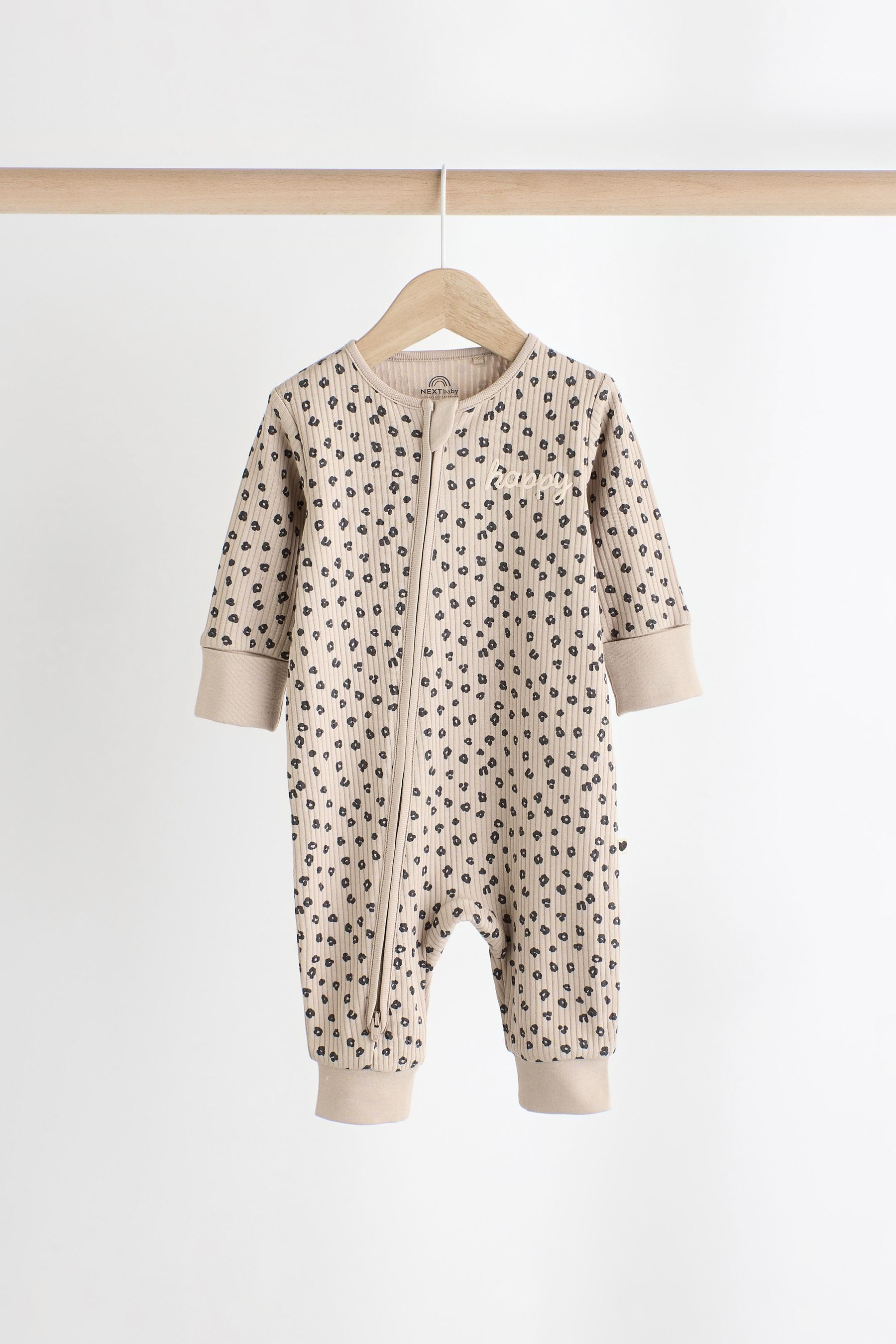 Neutral Baby Two Way Zip Footless 100% Cotton Sleepsuits 3 Pack (0mths-3yrs)