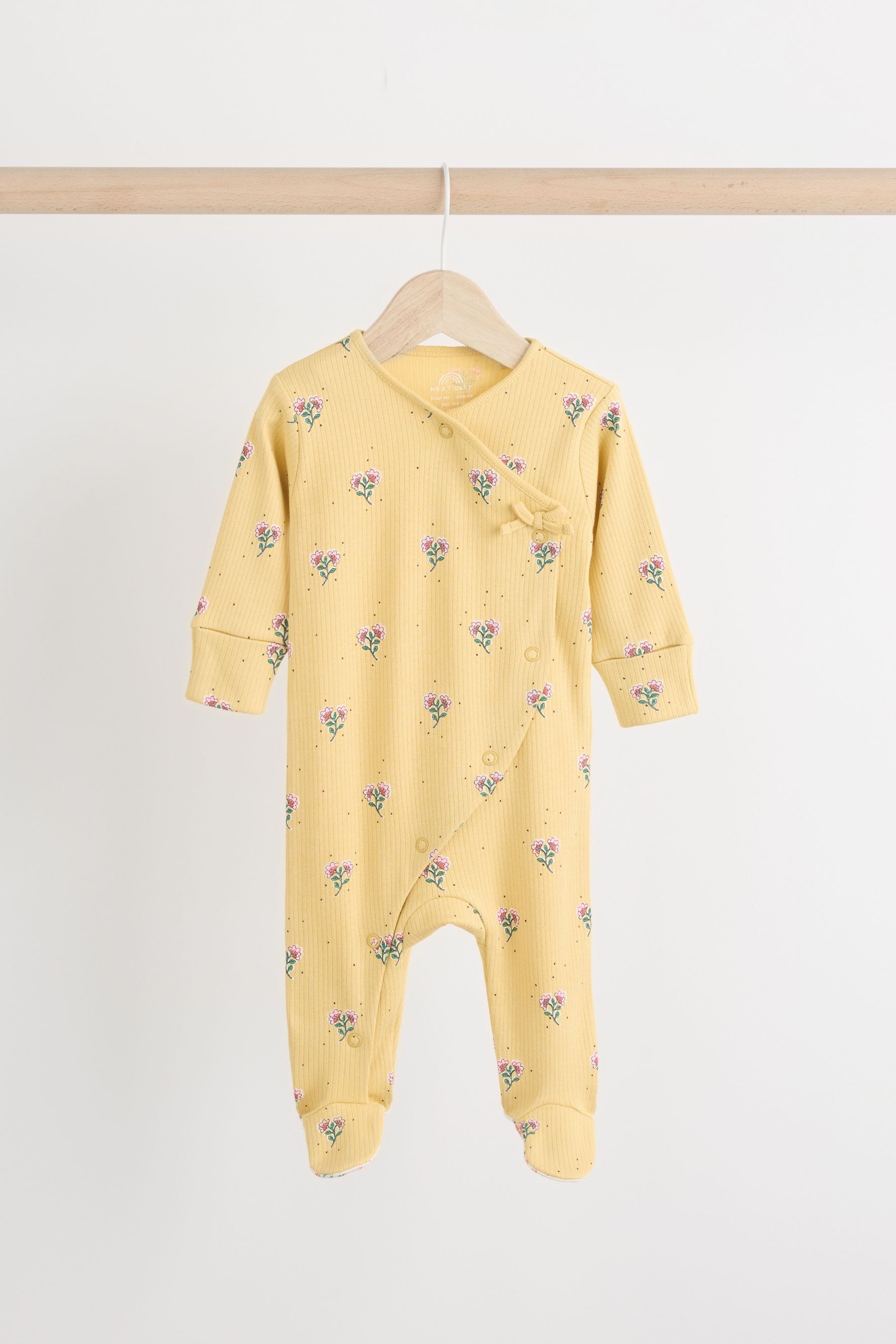 Blue/Yellow Baby Wrap Sleepsuits 3 Pack (0-2yrs)