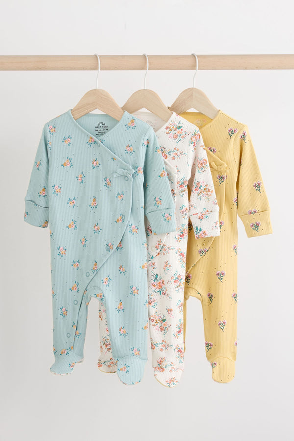 Blue/Yellow Baby Wrap Sleepsuits 3 Pack (0-2yrs)