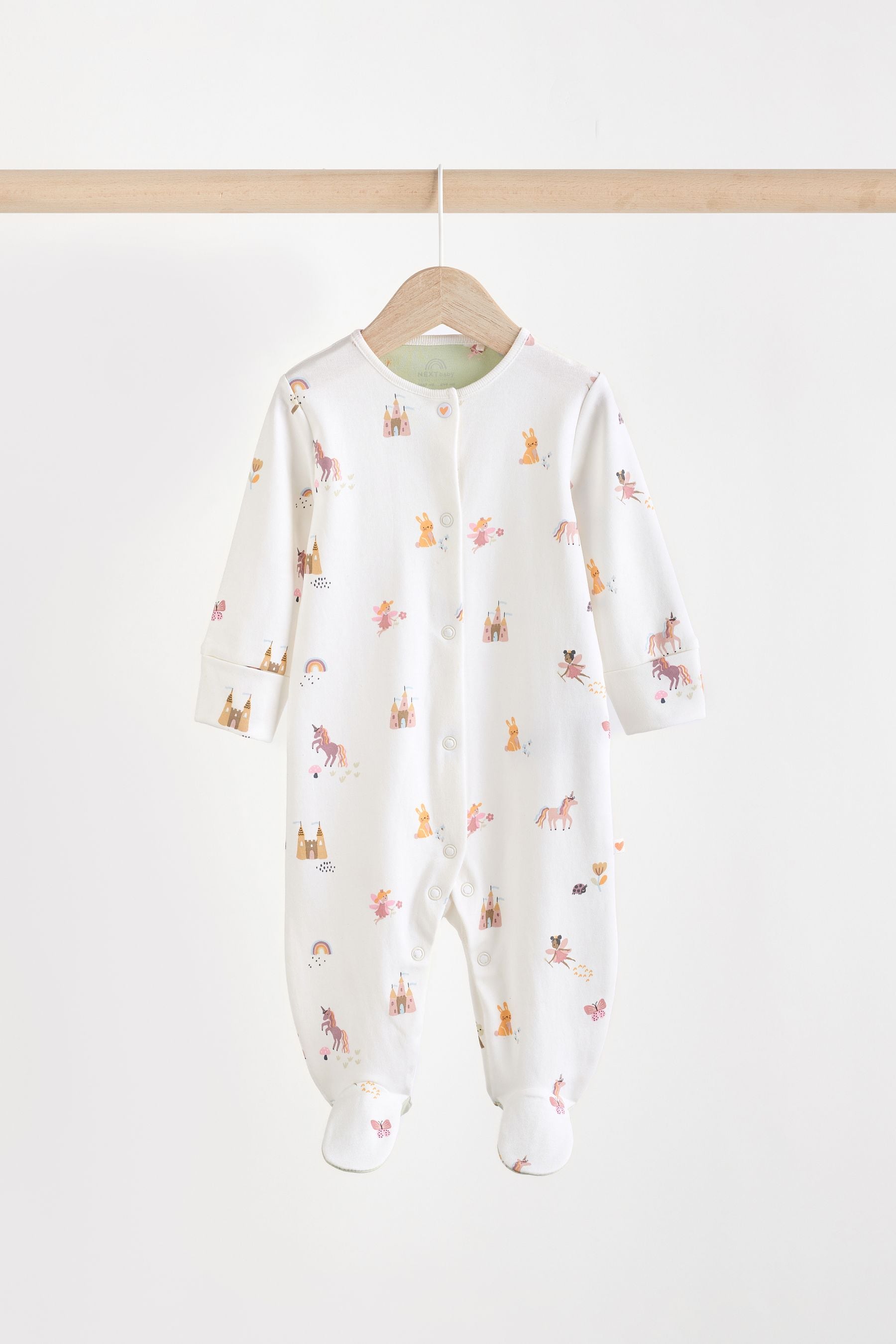 Pastel Character Baby Footed Cotton Sleepsuits 5 Pack (0-2yrs)