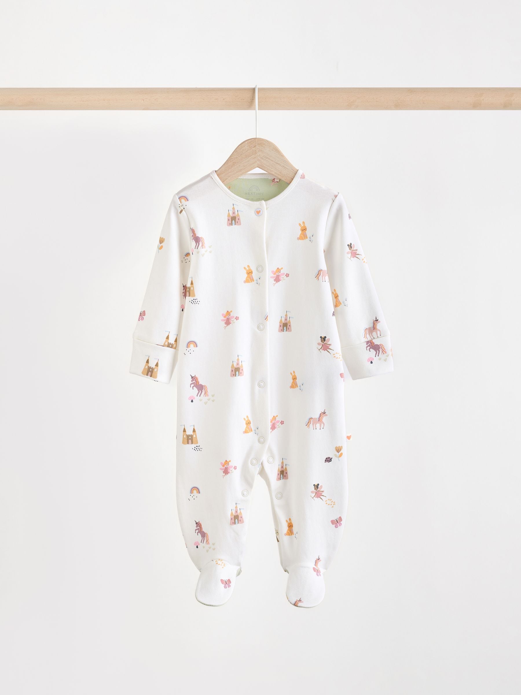 Pastel Character 5 Pack Baby Footed Cotton Sleepsuits 5 Pack (0-2yrs)