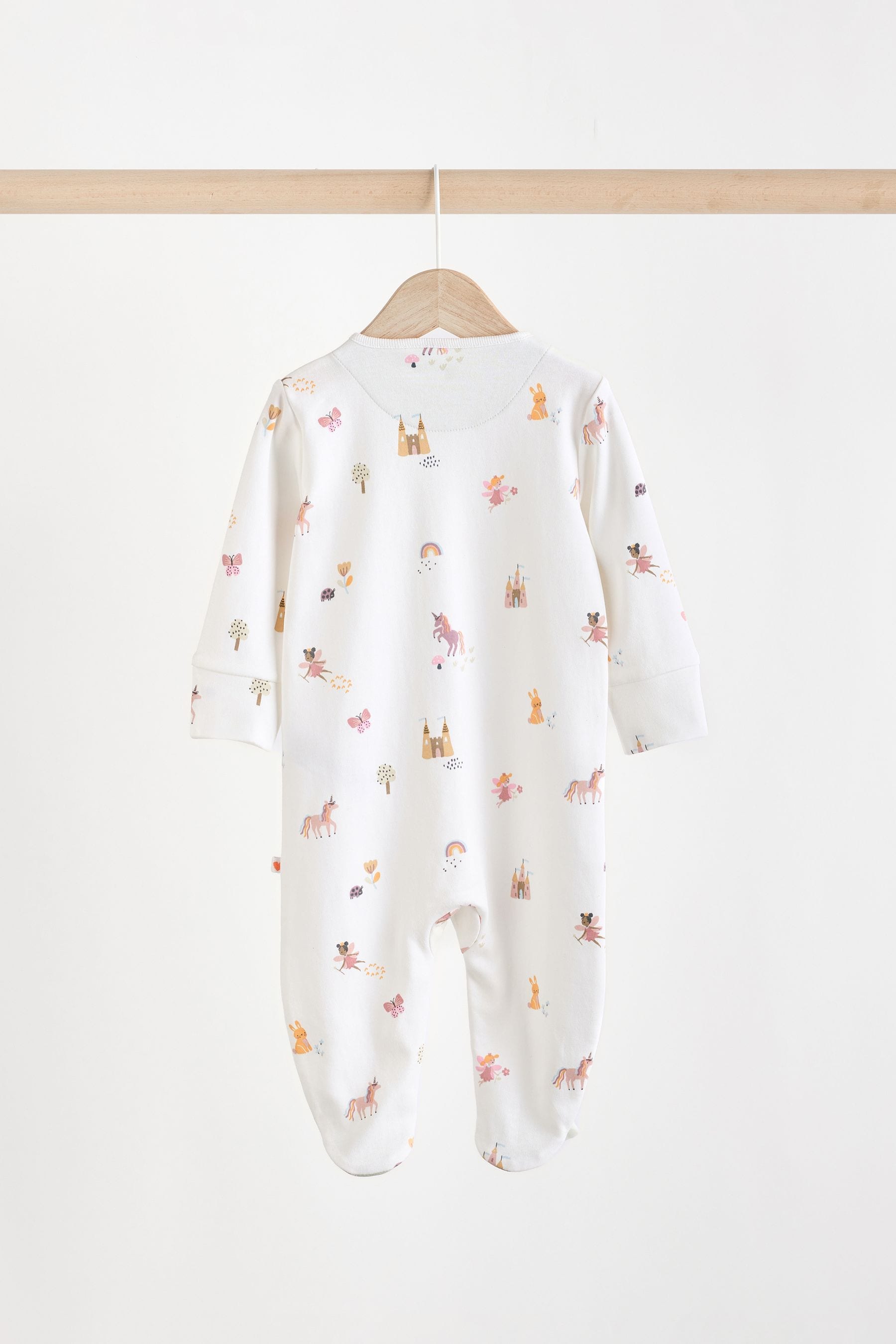 Pastel Character Baby Footed Cotton Sleepsuits 5 Pack (0-2yrs)