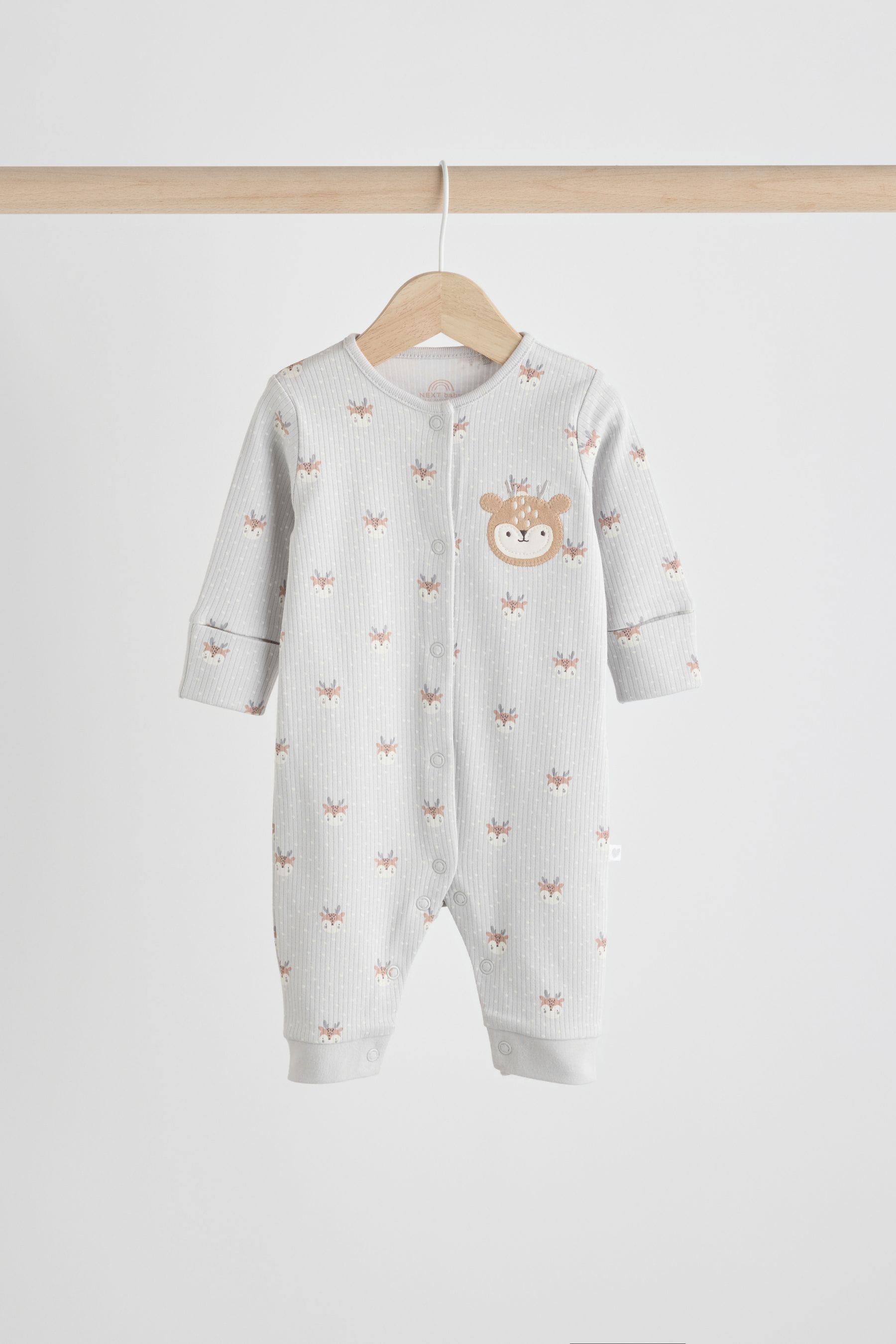 Grey/Pink Baby Footless Sleepsuits 3 Pack (0mths-3yrs)