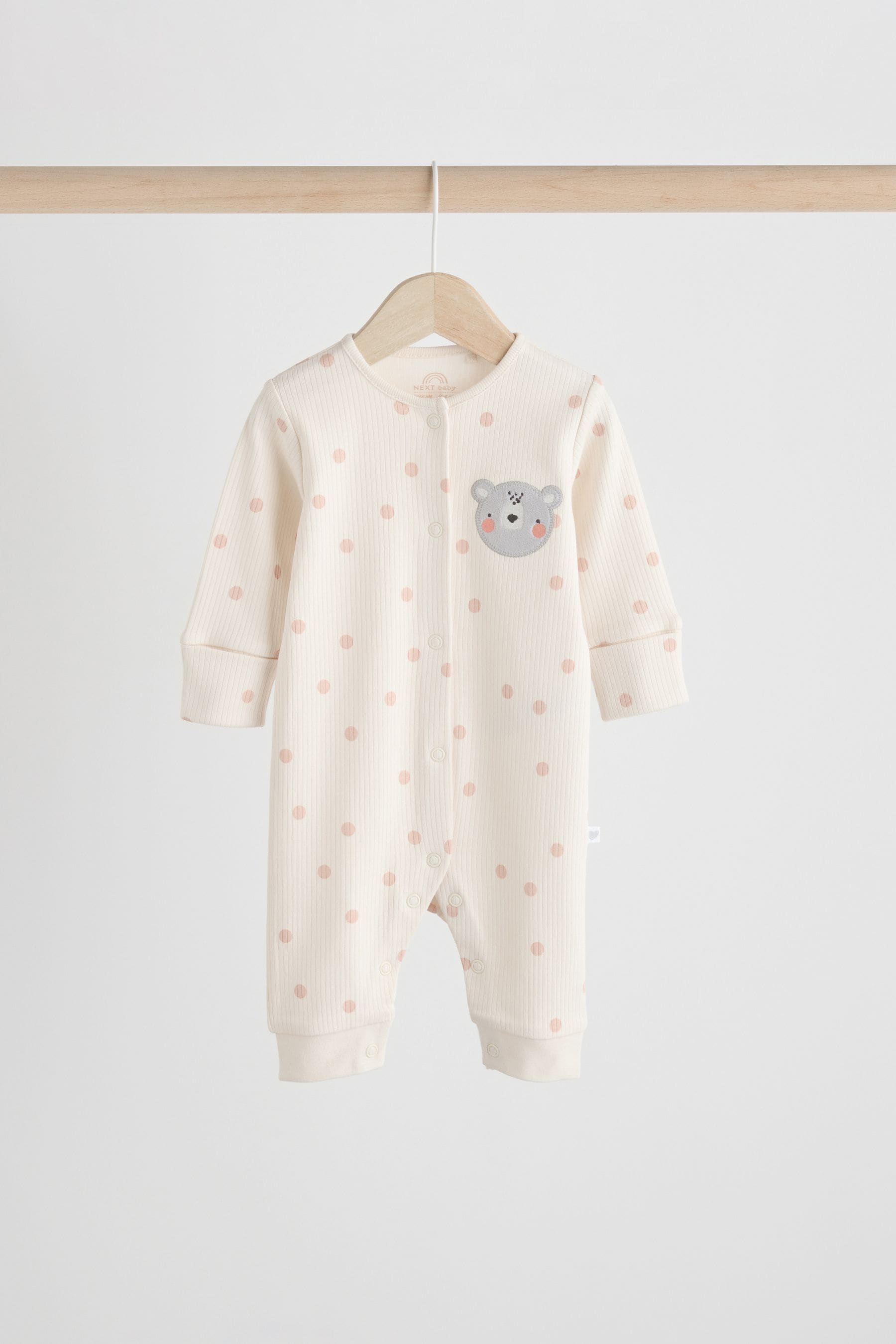 Grey/Pink Baby Footless Sleepsuits 3 Pack (0mths-3yrs)