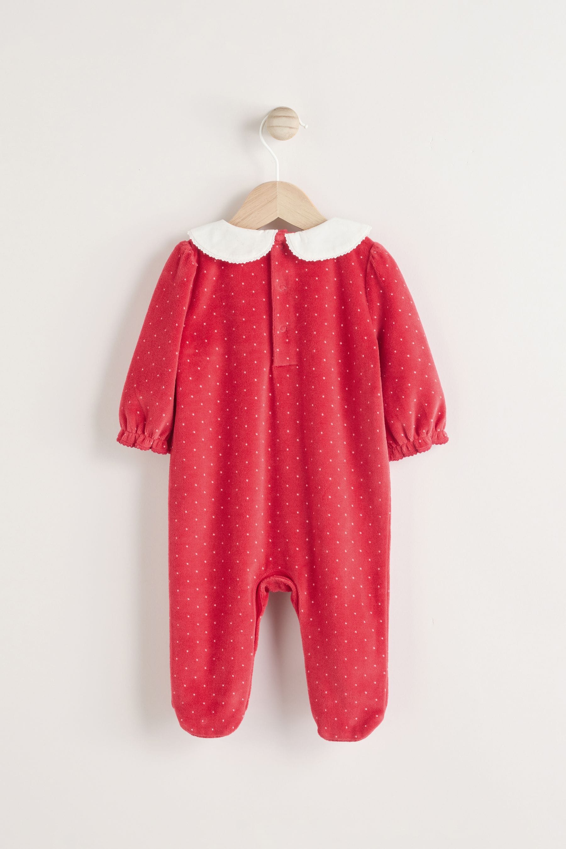 Red Baby Velvet Christmas Sleepsuit (0mths-3yrs)