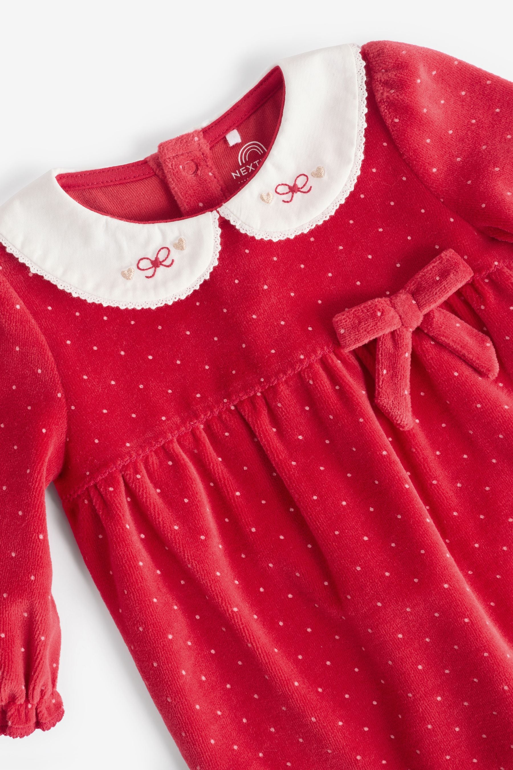 Red Baby Velvet Christmas Sleepsuit (0mths-3yrs)