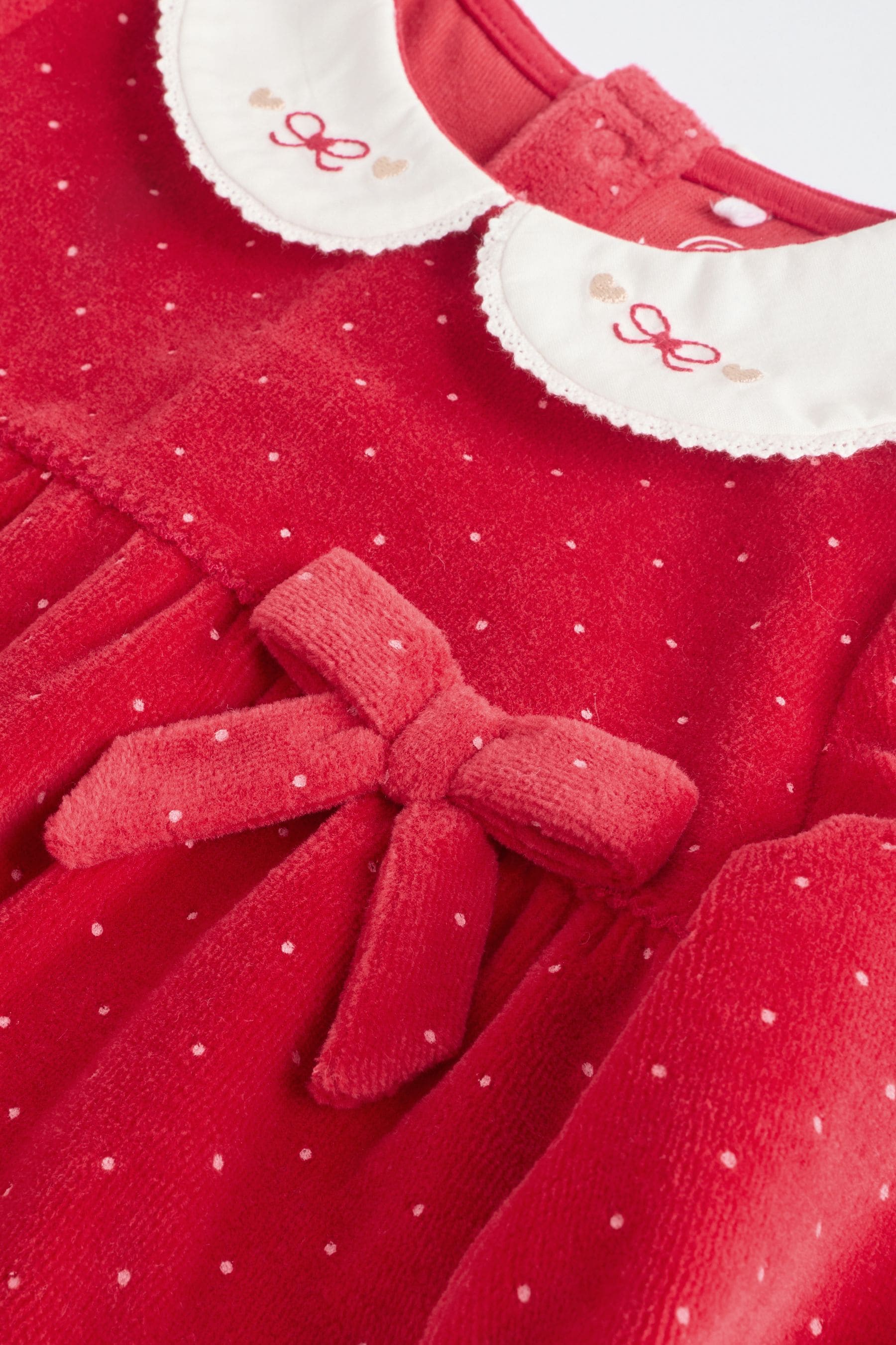 Red Baby Velvet Christmas Sleepsuit (0mths-3yrs)