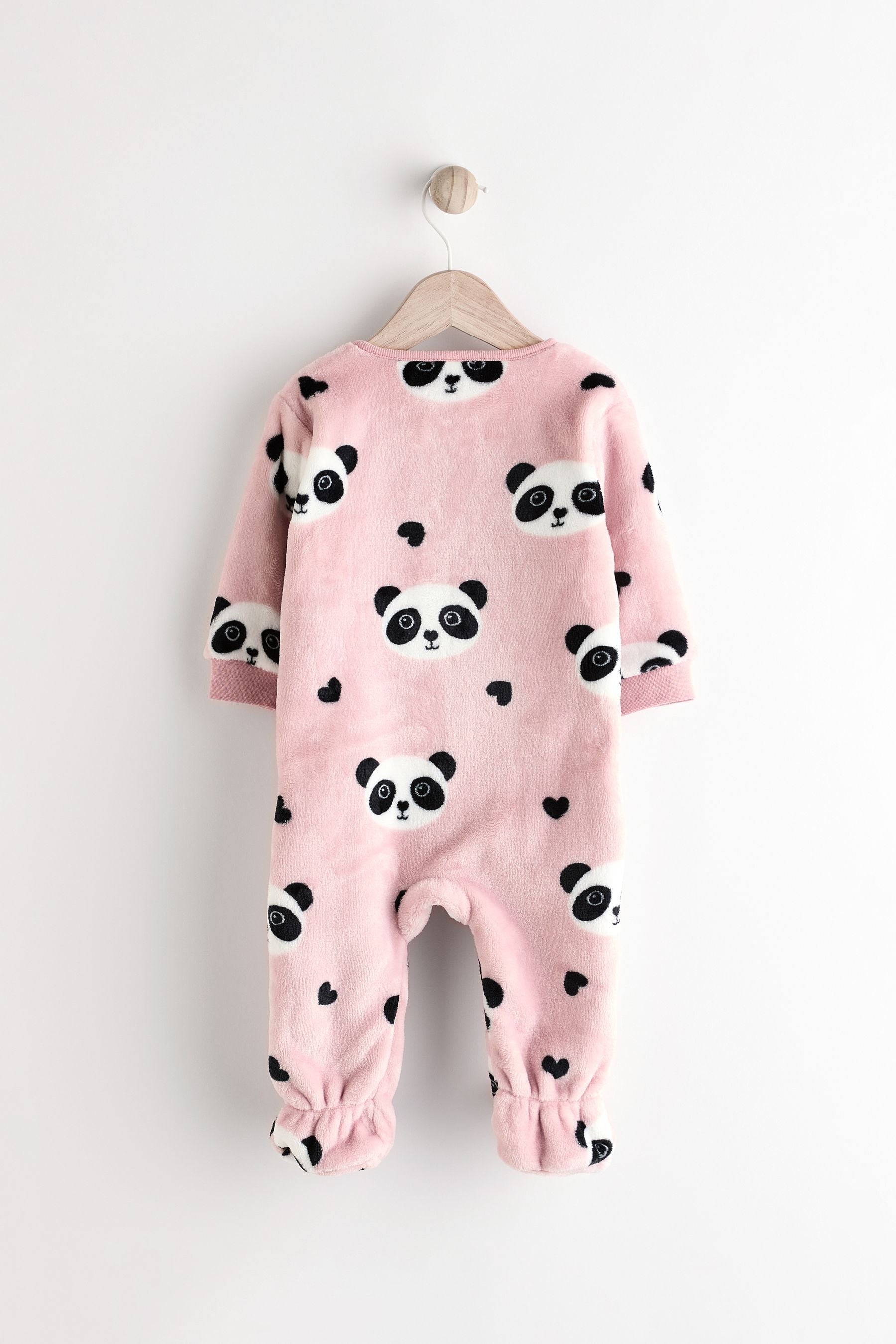 Pink panda Baby Zip Fleece Sleepsuit