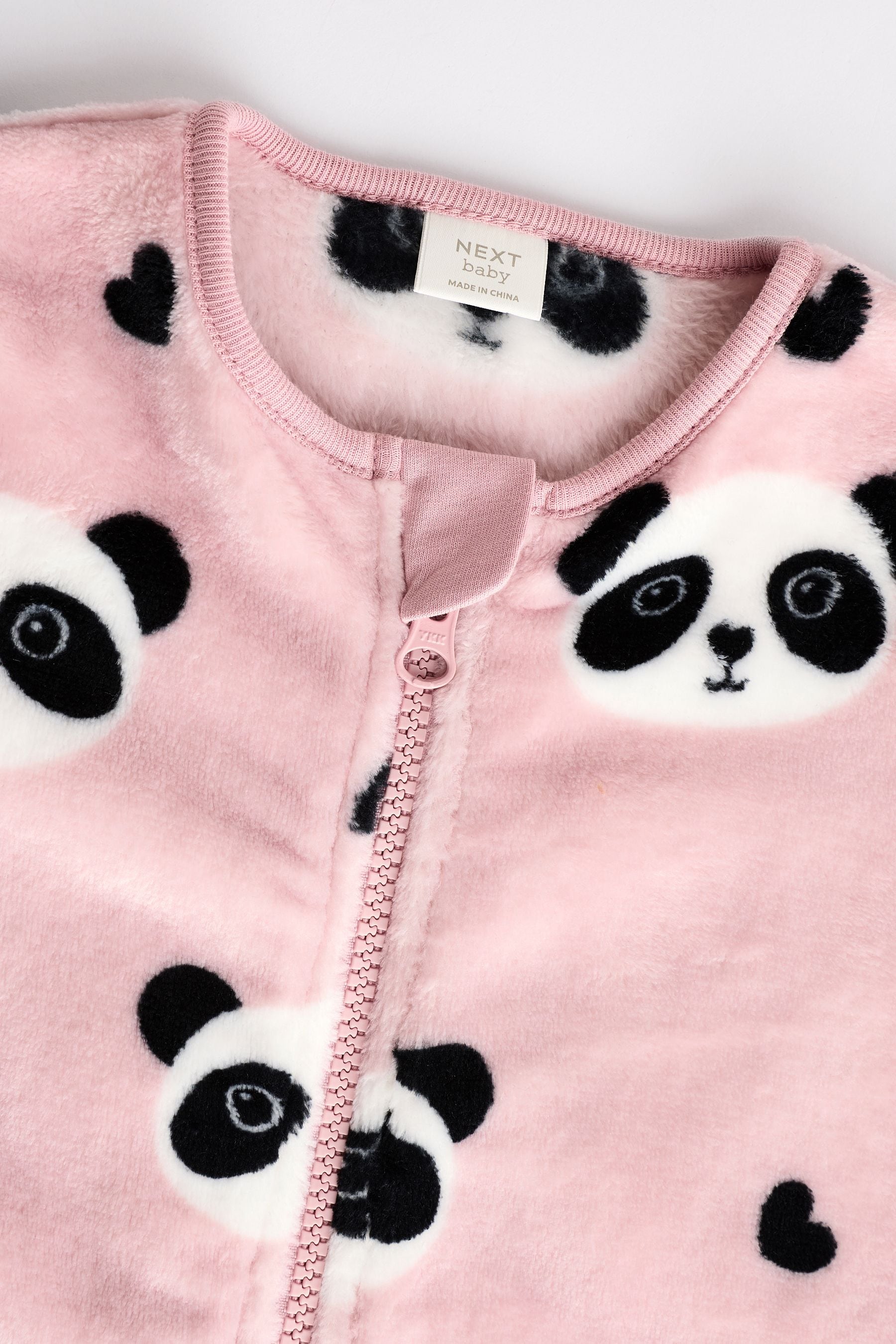 Pink panda Baby Zip Fleece Sleepsuit