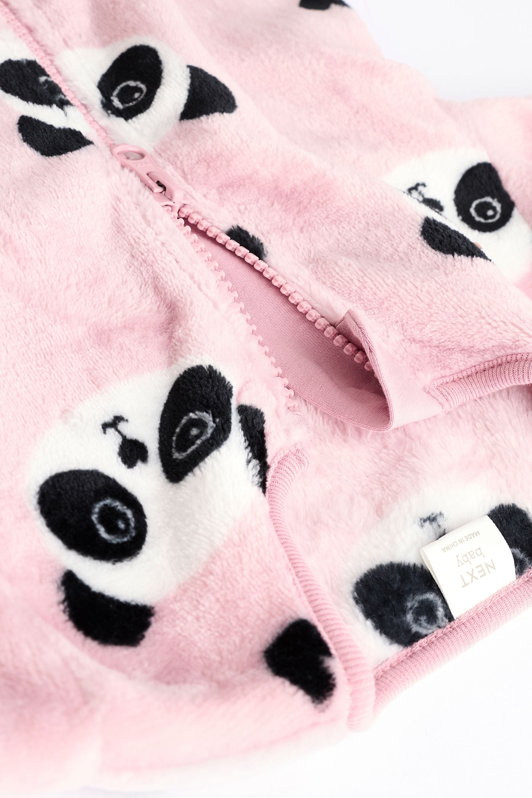 Pink panda Baby Zip Fleece Sleepsuit