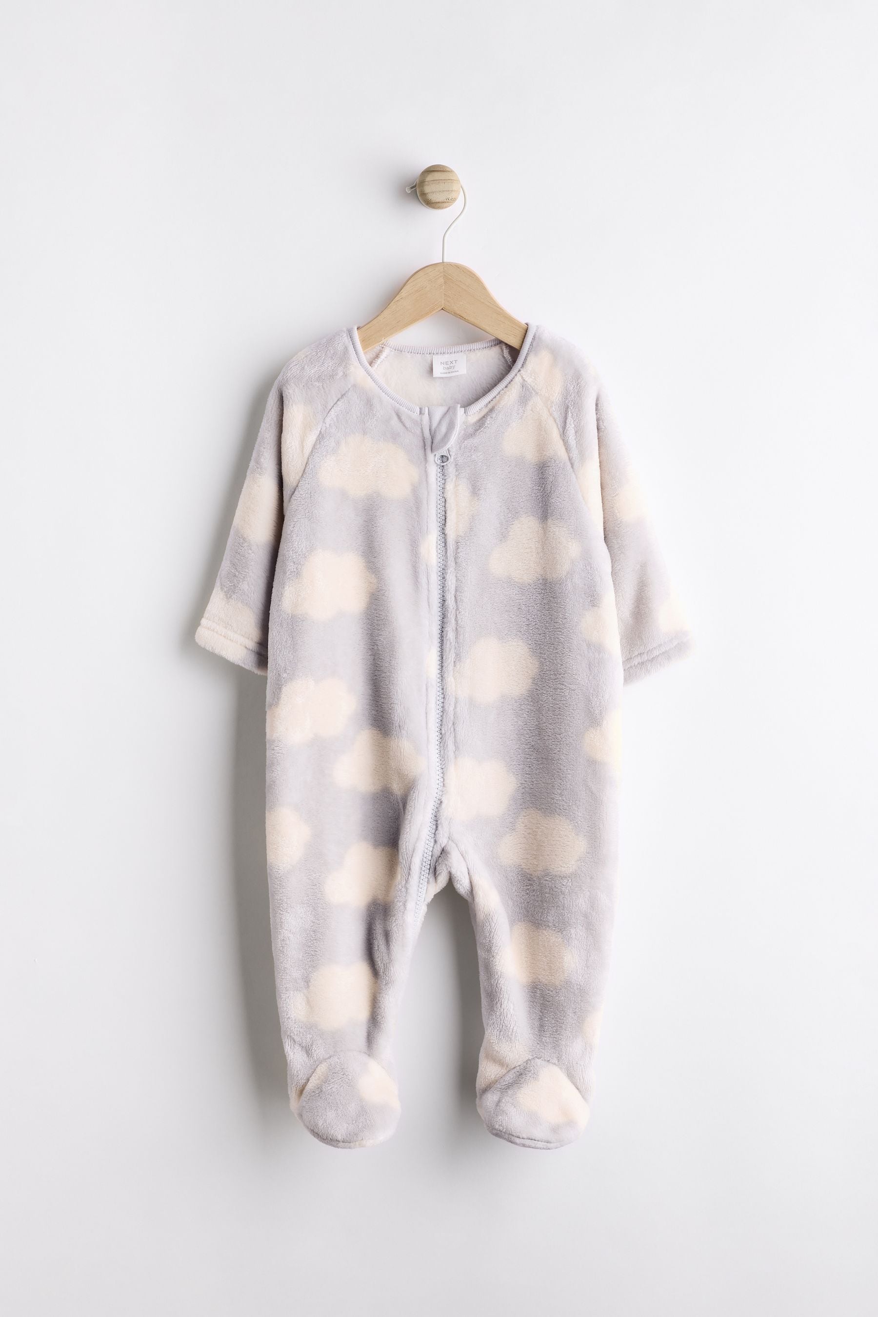 Grey Baby Fleece Zip Sleepsuit