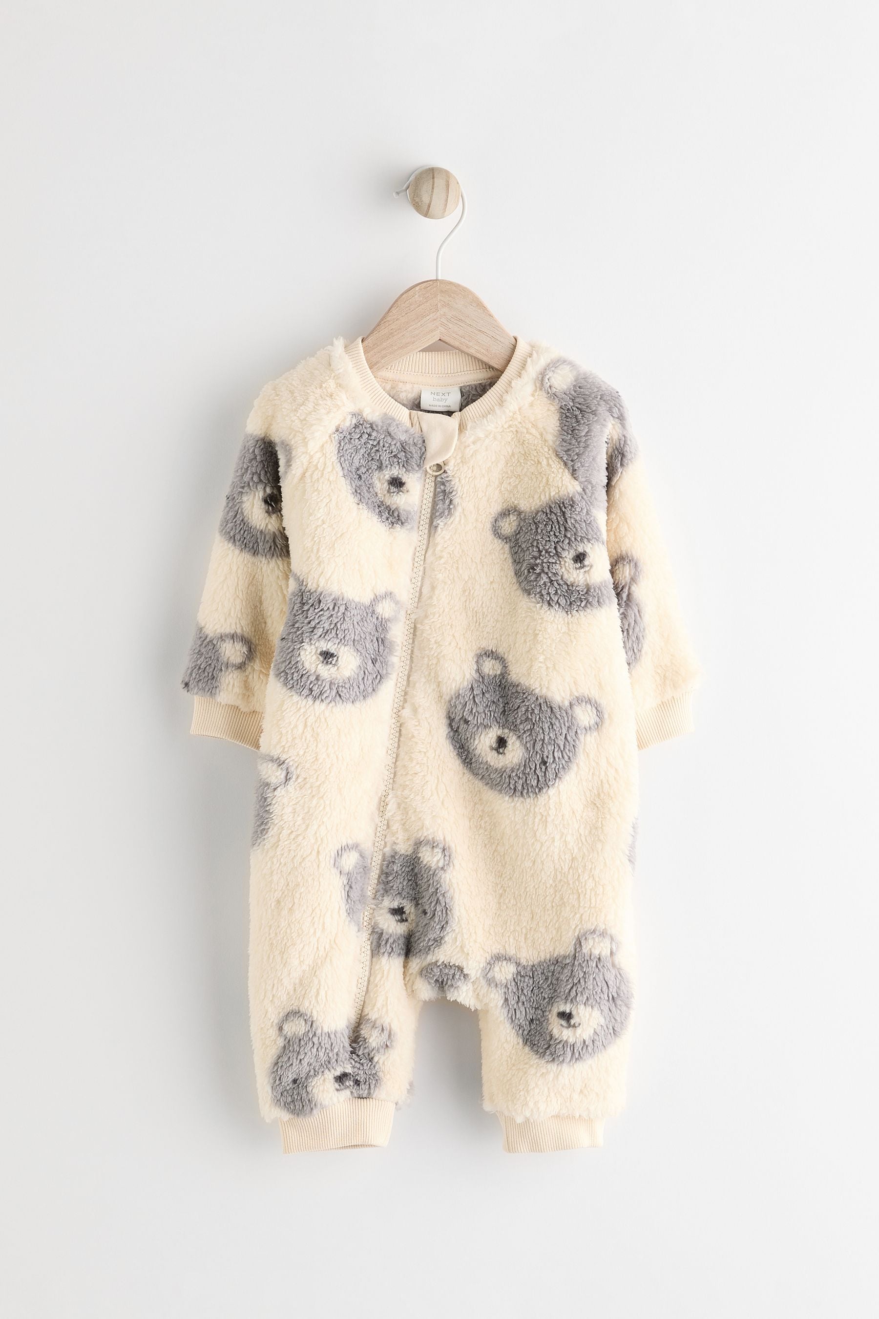 Grey Baby Fleece Sleepsuit