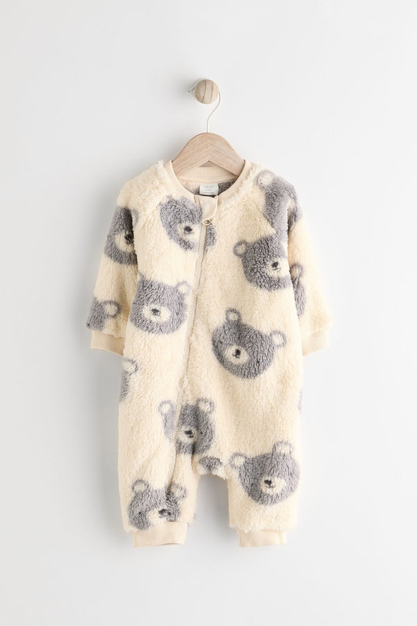 Grey Baby Fleece Zip Sleepsuit