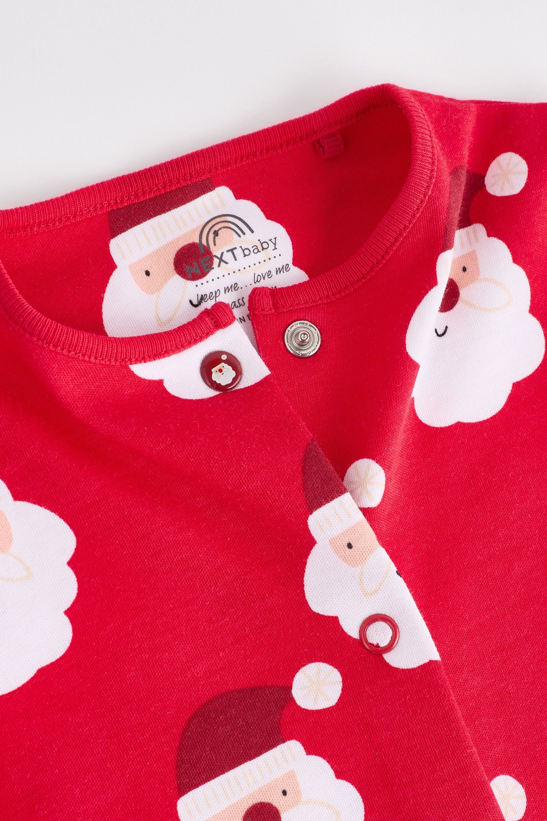 Red Baby Christmas Santa 100% Cotton Sleepsuit (0mths-2yrs)