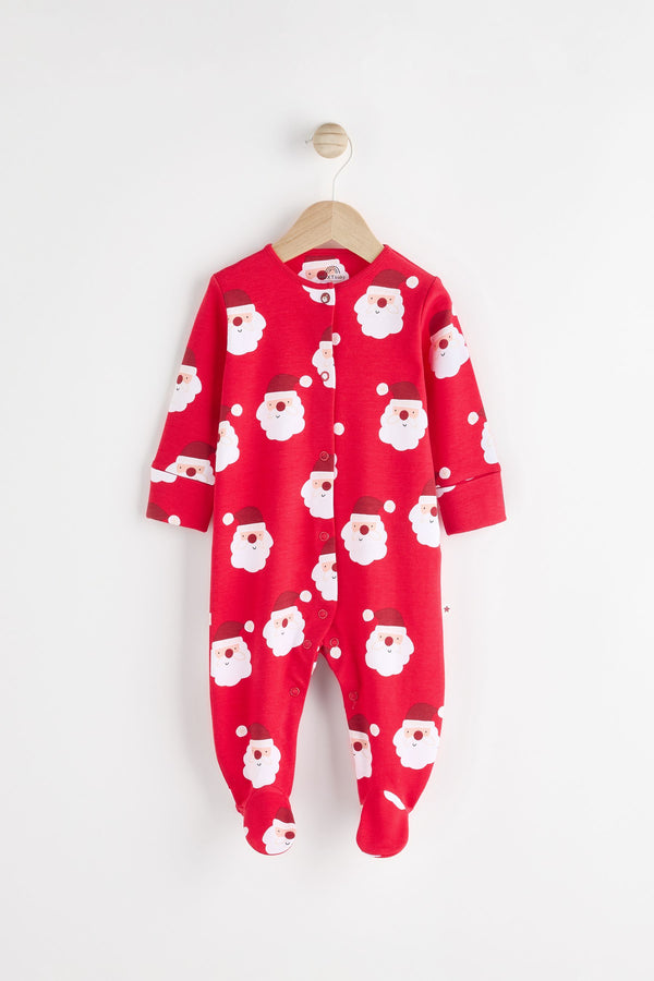 Red Baby Christmas Santa 100% Cotton Sleepsuit (0mths-2yrs)