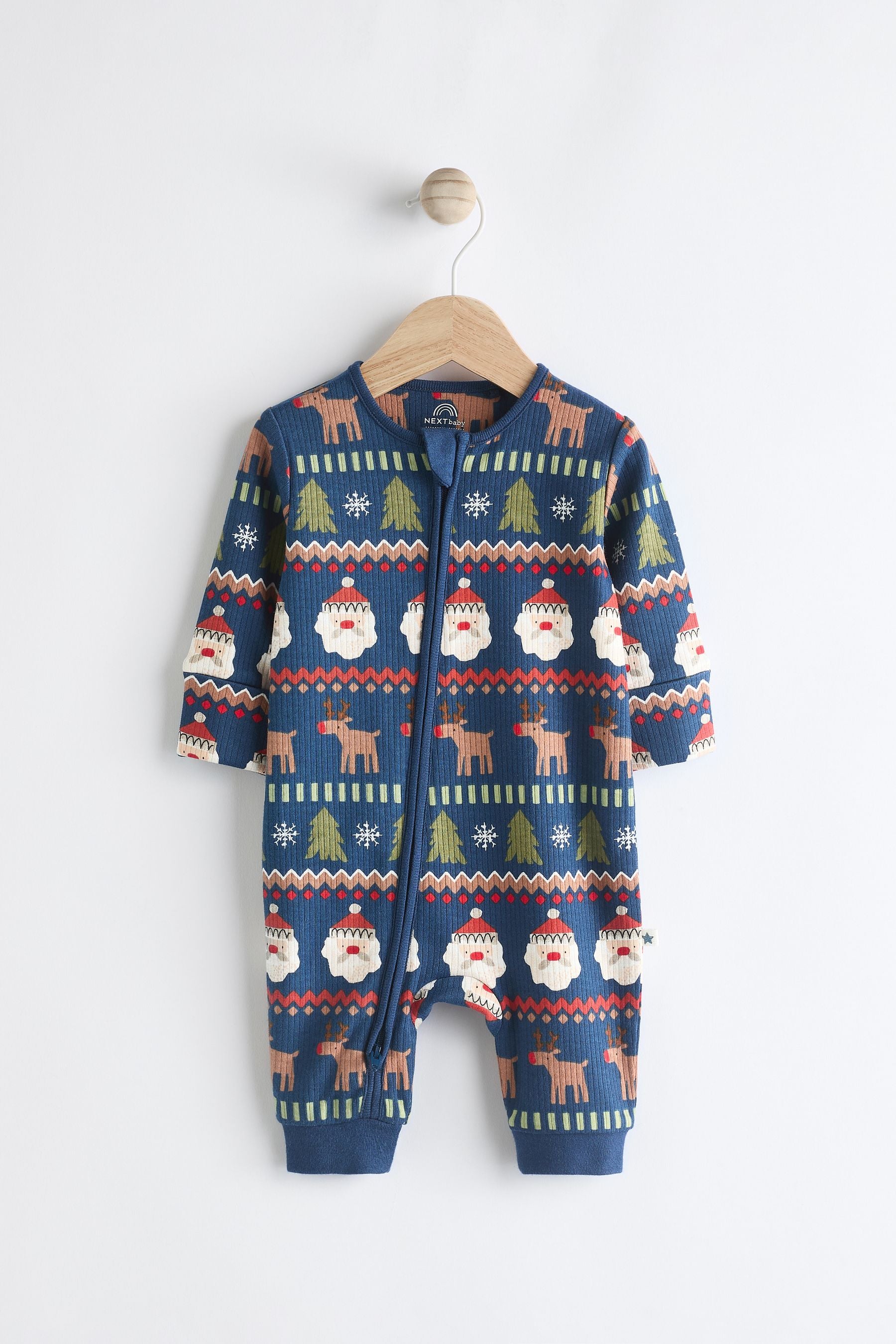 Navy Printed Baby Character Christmas Sleepsuit (0mths-3yrs)