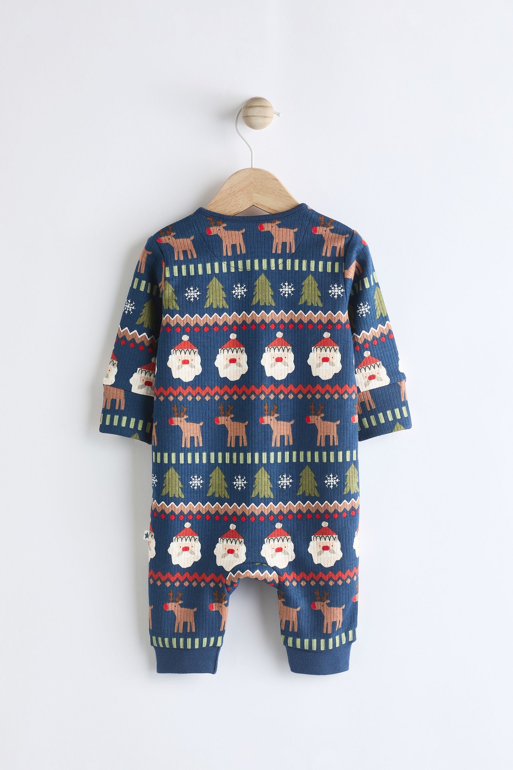 Navy Printed Baby Character Christmas Sleepsuit (0mths-3yrs)