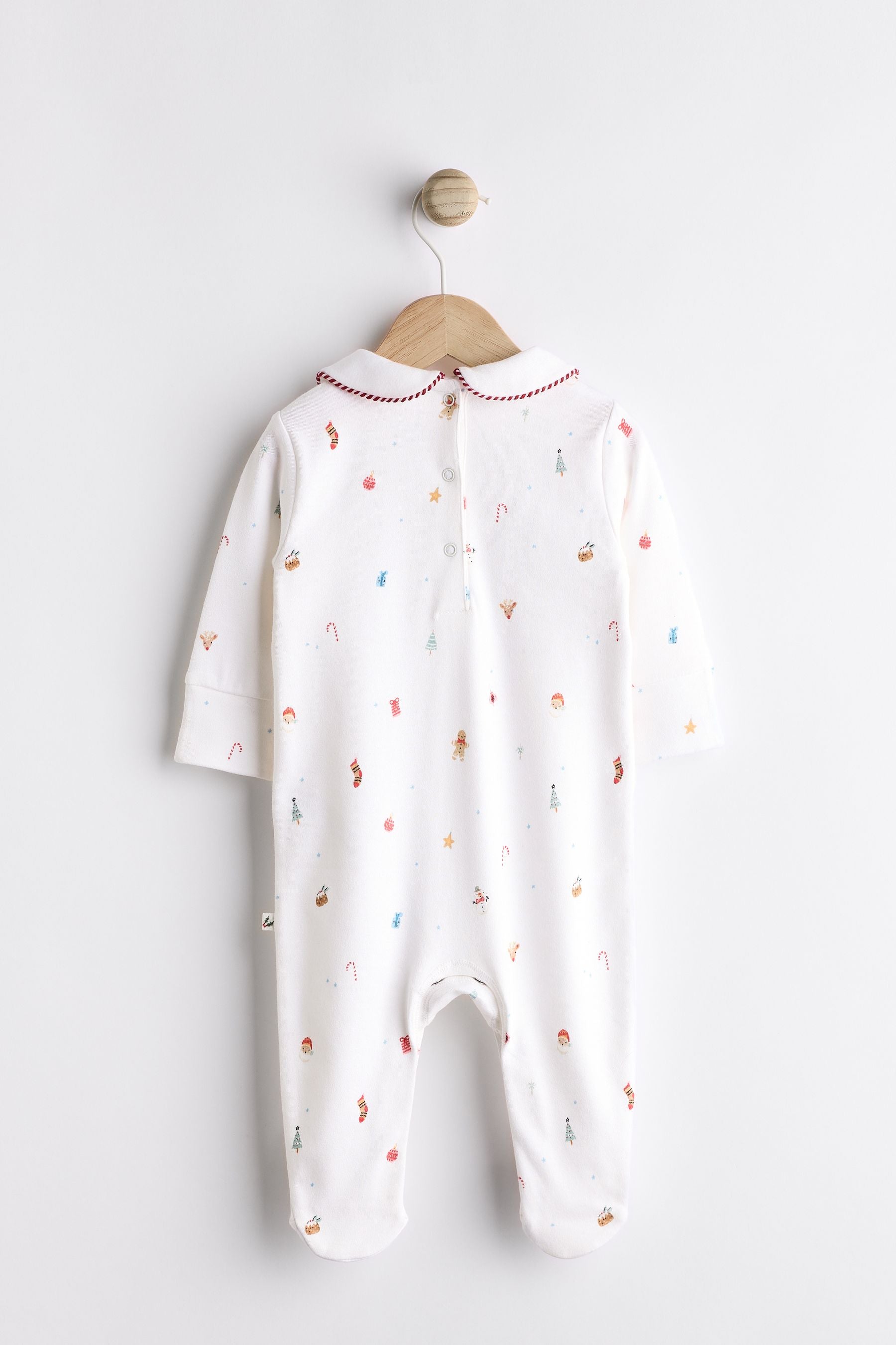 White Baby Christmas Character Cotton Sleepsuit (0-12mths)