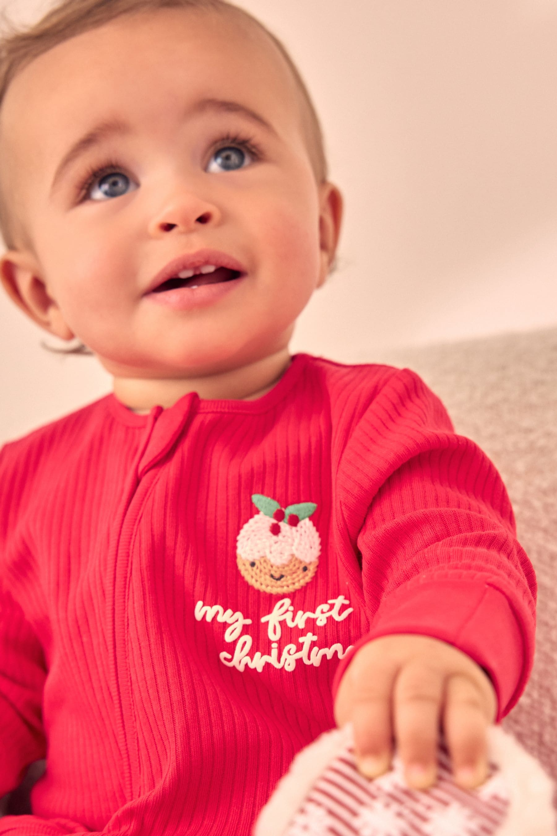 Red Baby My First Christmas 100% Cotton Sleepsuit (0mths-3yrs)