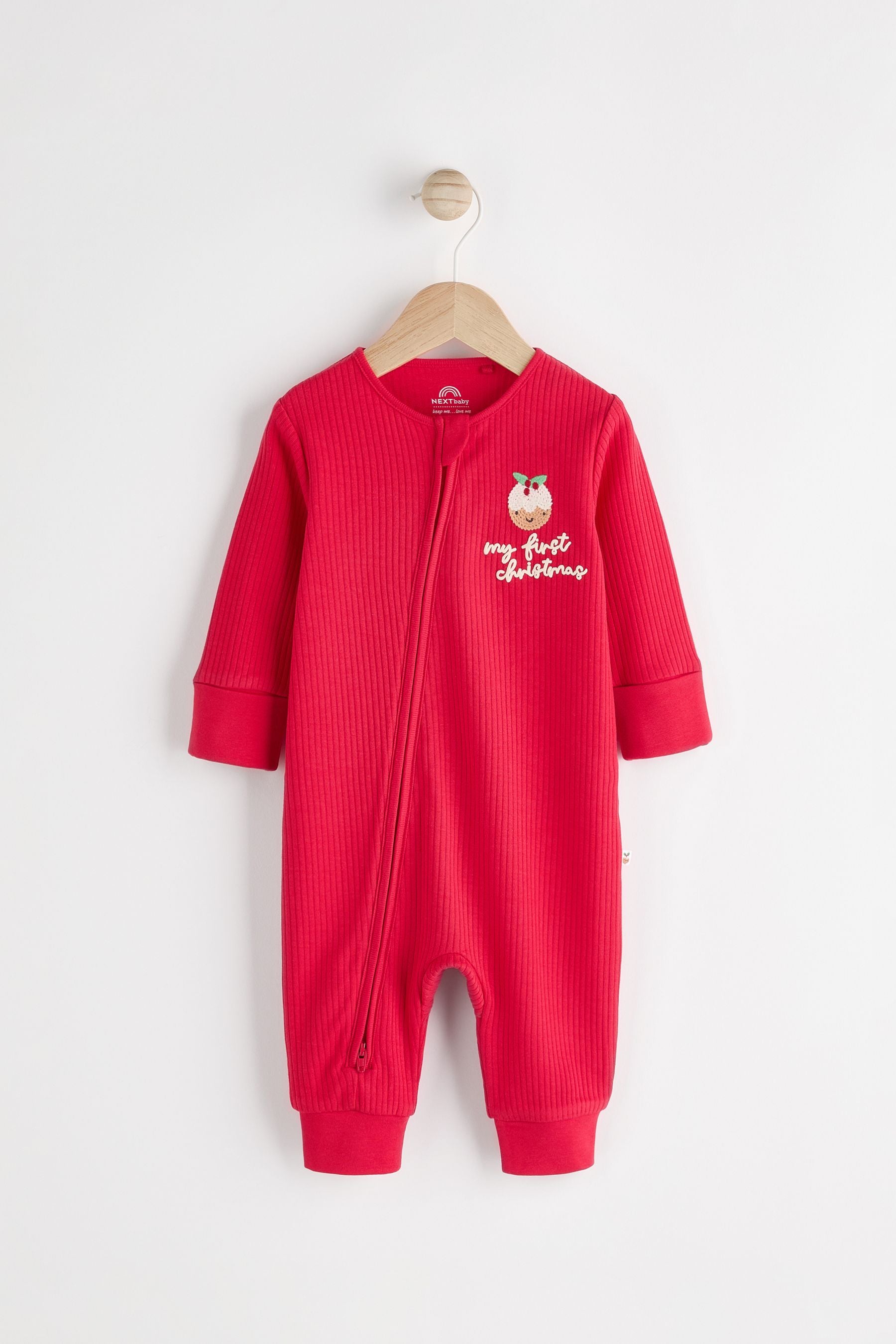 Red Baby My First Christmas 100% Cotton Sleepsuit (0mths-3yrs)