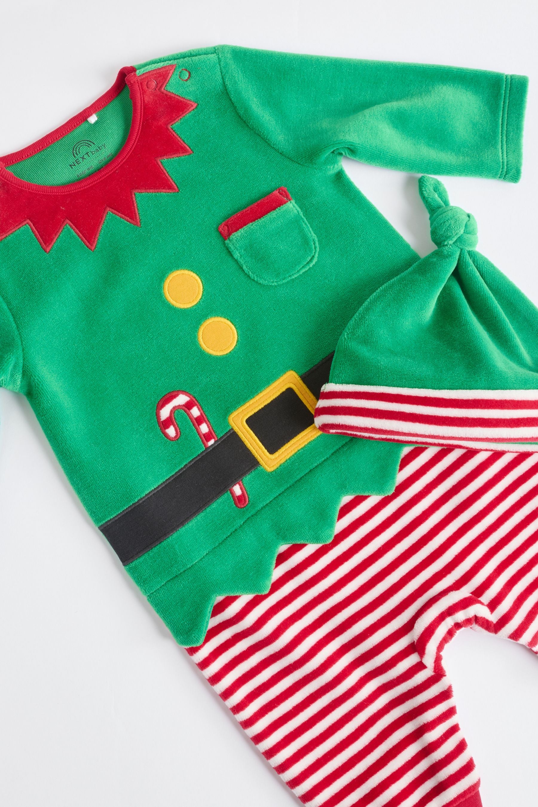 Green Elf Baby Christmas Sleepsuit & Hat Set (0mths-2yrs)