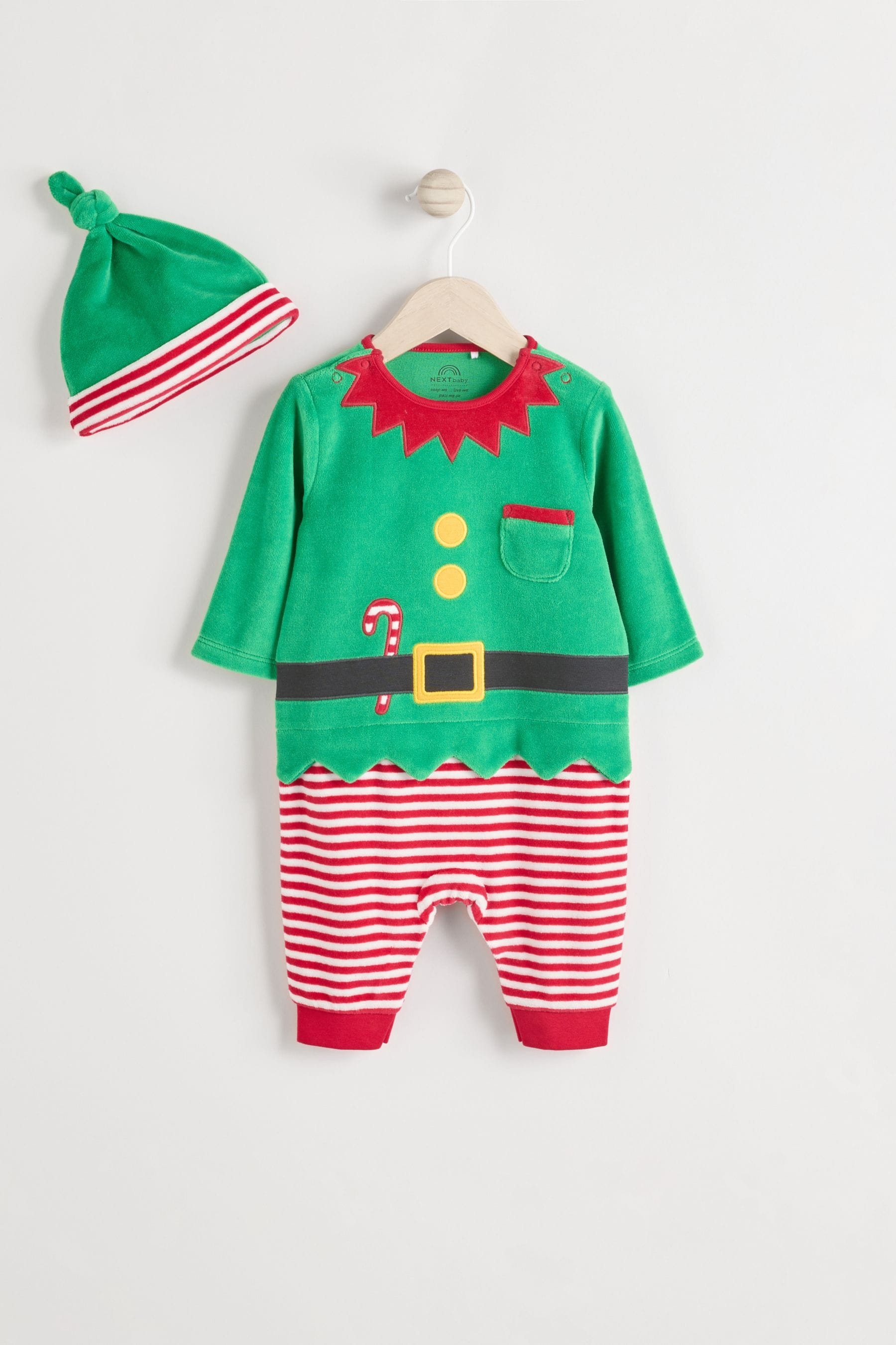 Green Elf Baby Christmas Sleepsuit & Hat Set (0mths-2yrs)