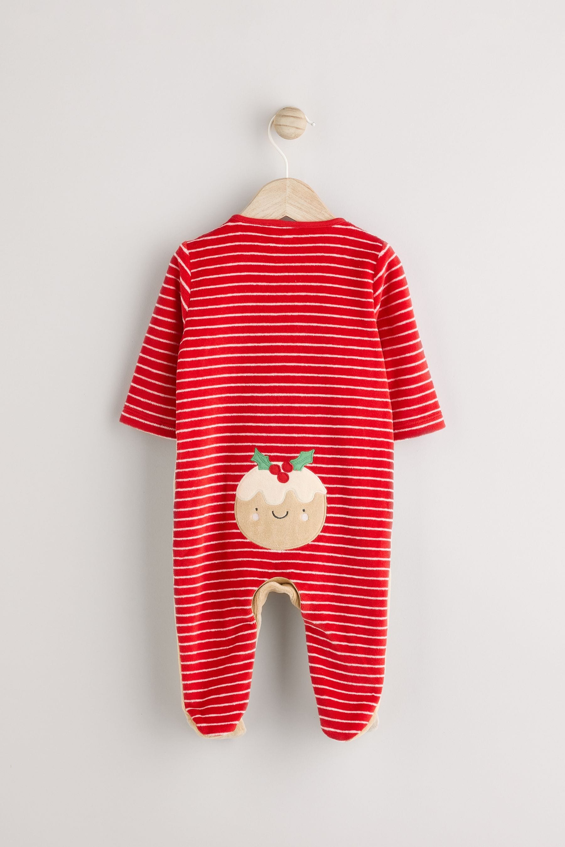 Red Pudding Baby Christmas Sleepsuit & Hat Set (0mths-2yrs)