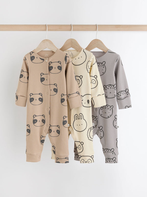 Neutral Rainbow Baby Footless Sleepsuits 3 Pack (0mths-3yrs)