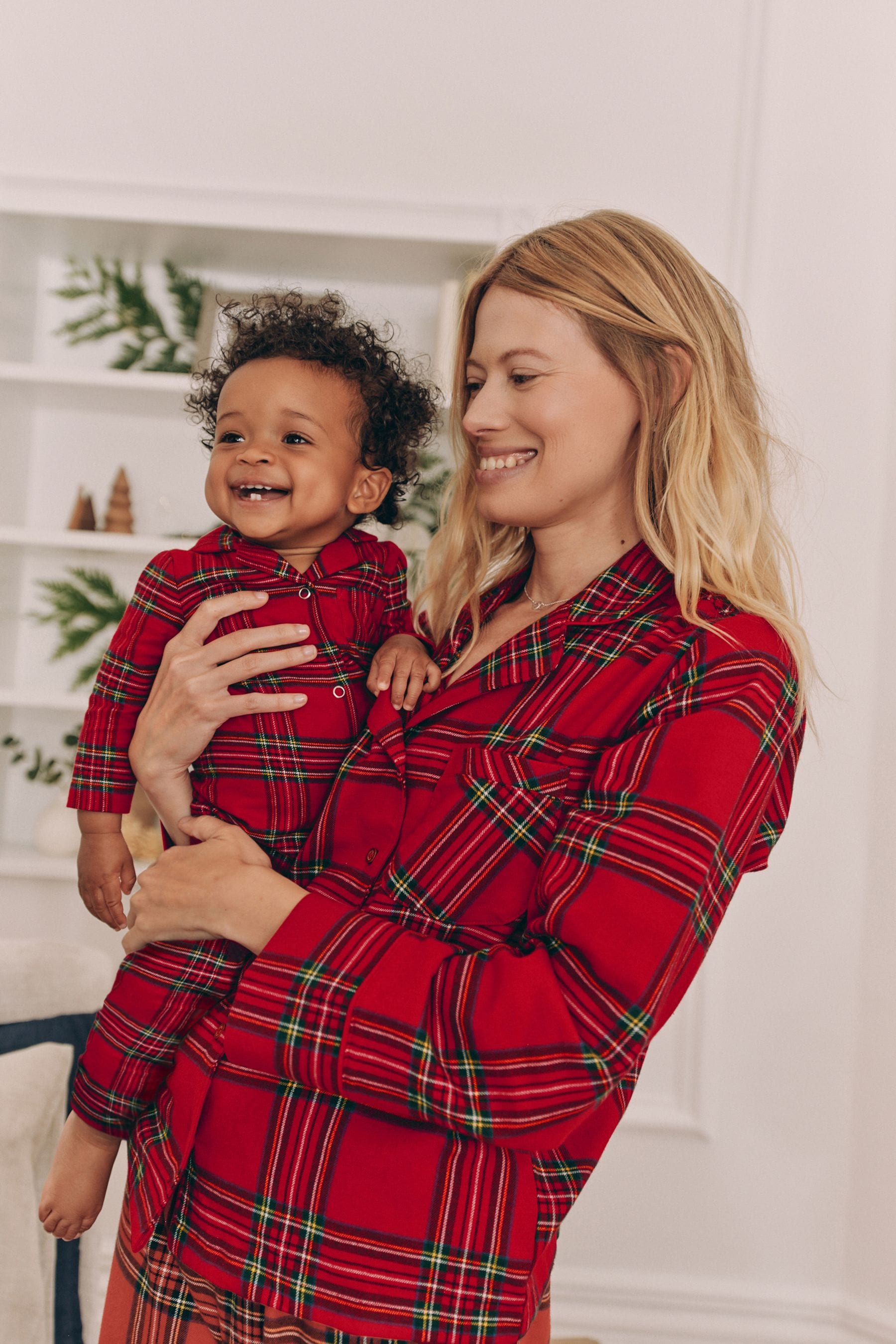 Red Check Baby Matching Family Christmas Flannel Check 100% Cotton Sleepsuit (0mths-3yrs)