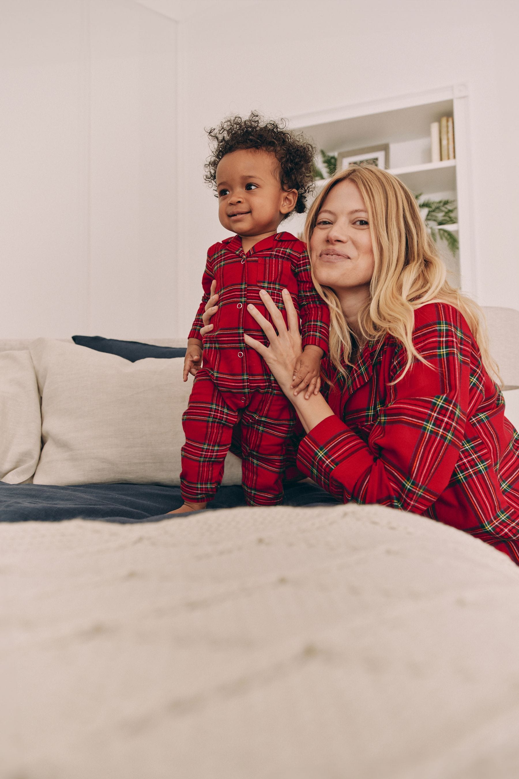 Red Check Baby Matching Family Christmas Flannel Check 100% Cotton Sleepsuit (0mths-3yrs)