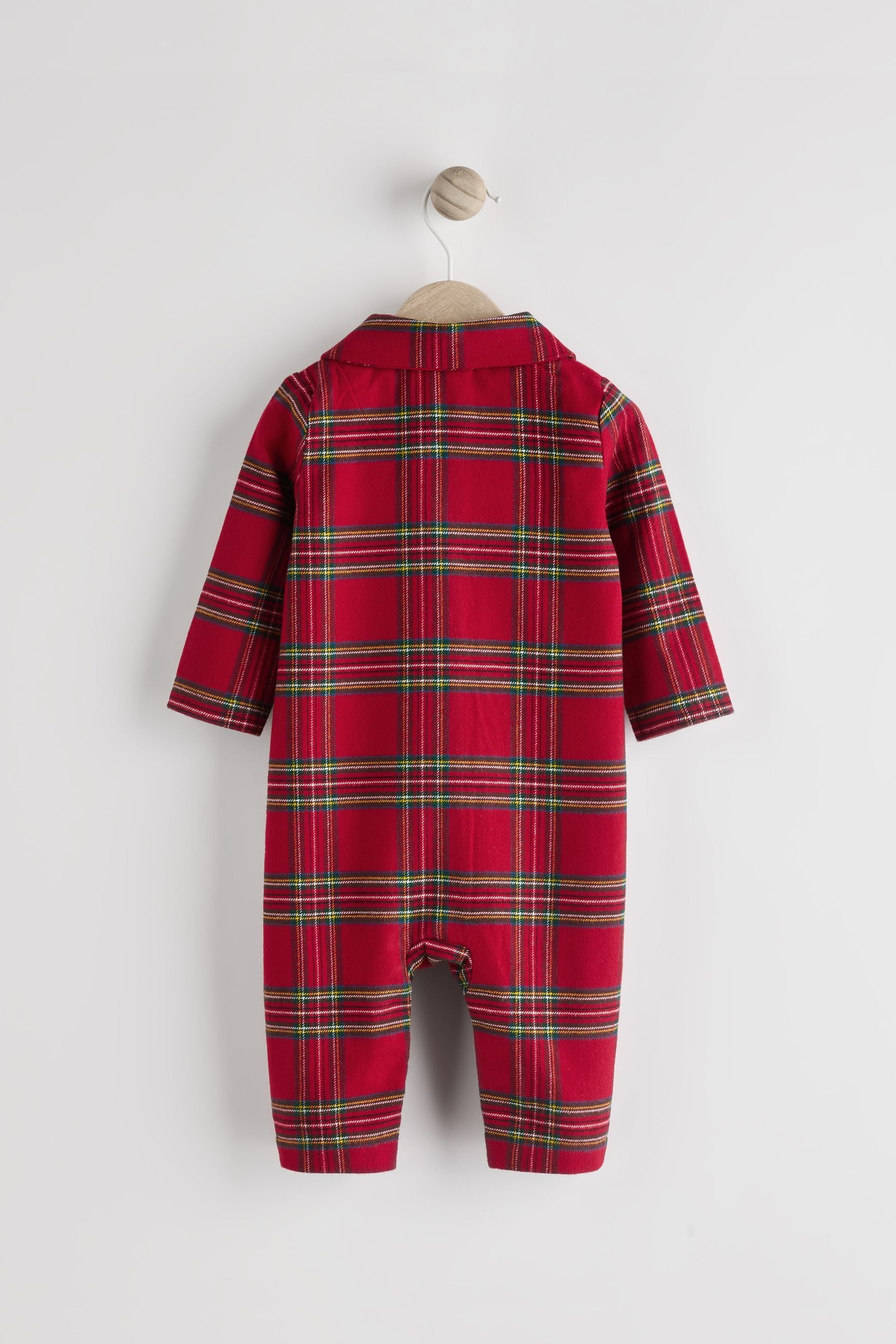 Red Check Baby Matching Family Christmas Flannel Check 100% Cotton Sleepsuit (0mths-3yrs)