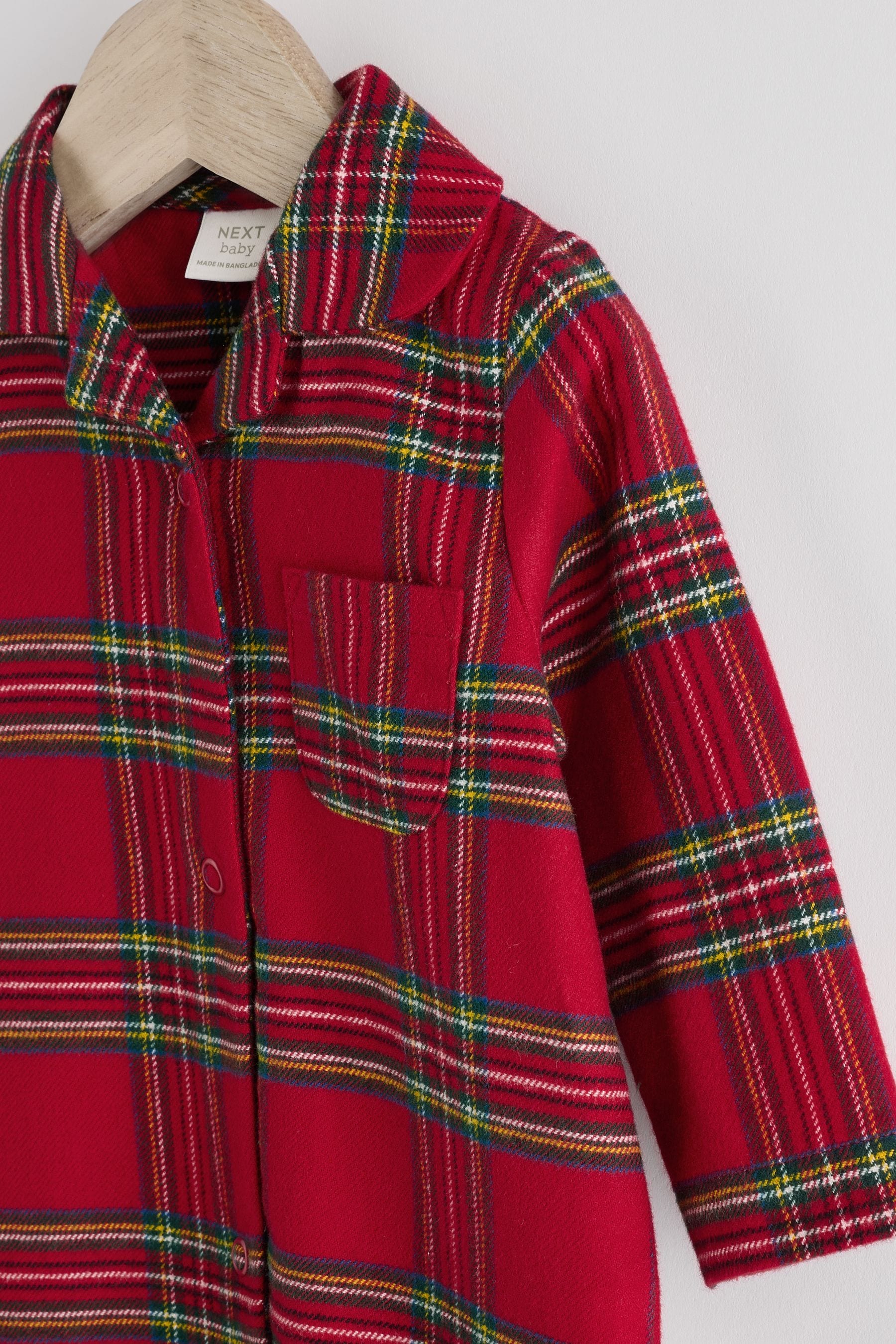 Red Check Baby Matching Family Christmas Flannel Check 100% Cotton Sleepsuit (0mths-3yrs)