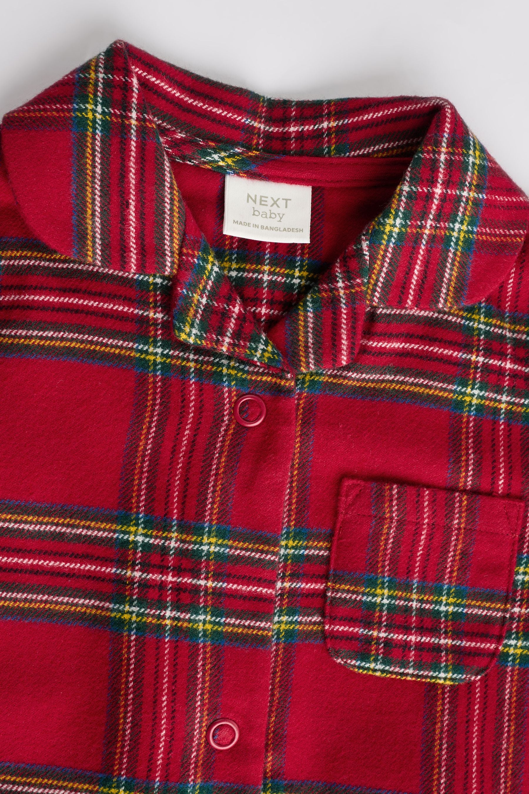 Red Check Baby Matching Family Christmas Flannel Check 100% Cotton Sleepsuit (0mths-3yrs)