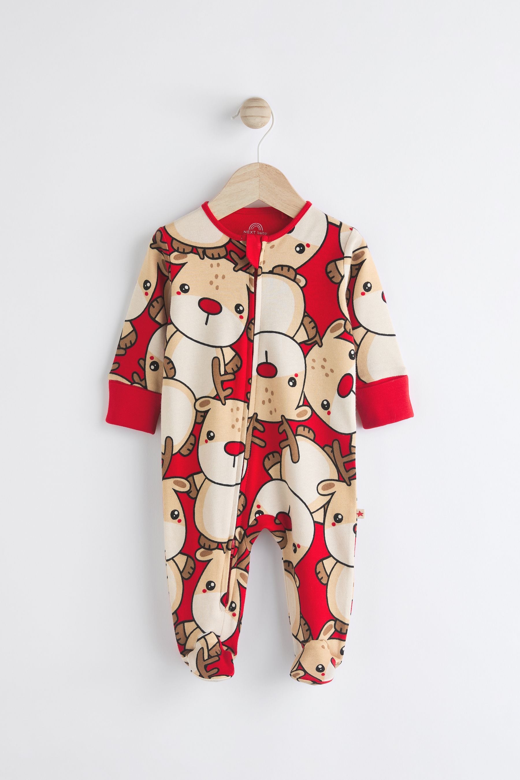 Red Baby Christmas Character Printed Sleepsuit (0mths-2yrs)