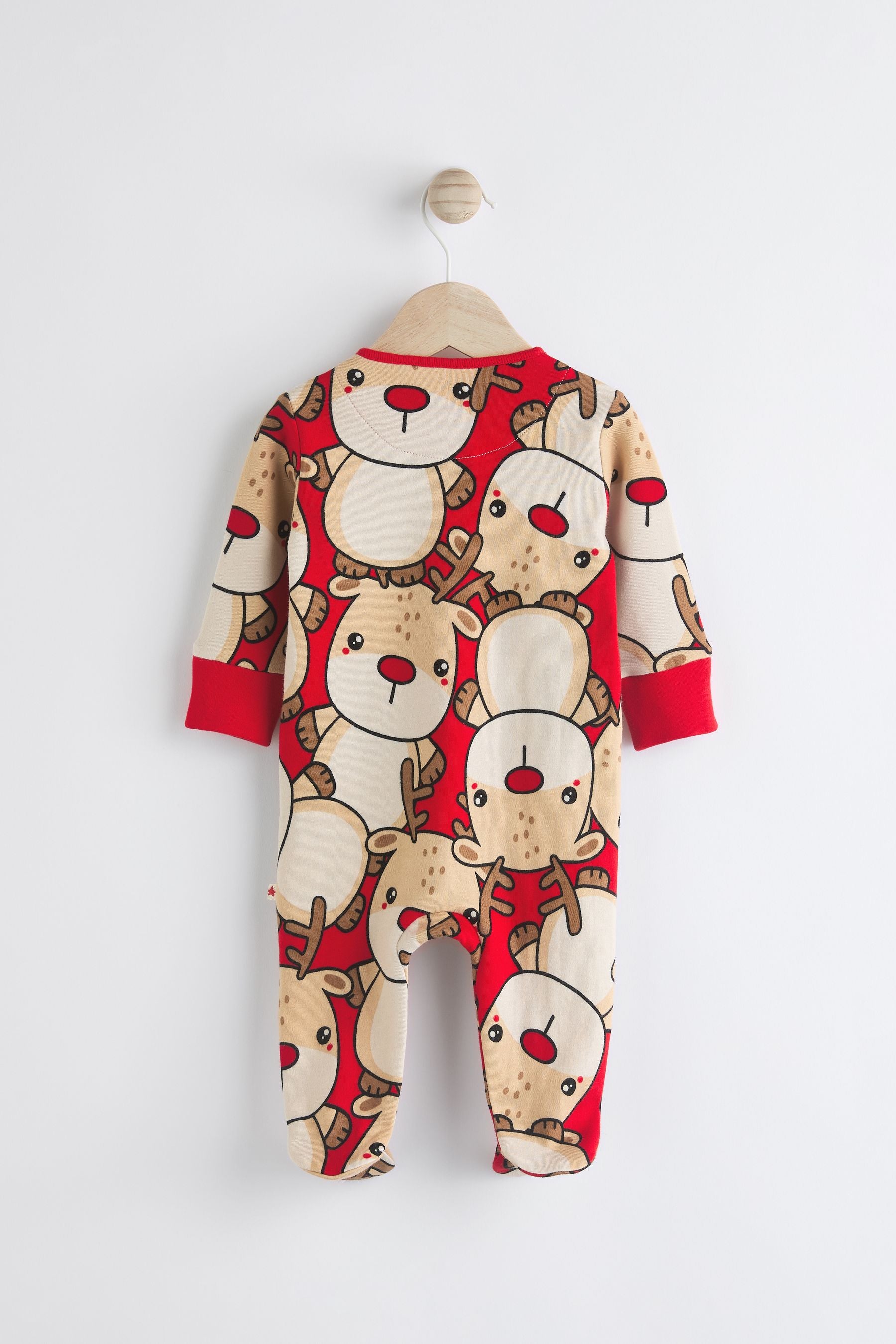 Red Baby Christmas Character Printed Sleepsuit (0mths-2yrs)