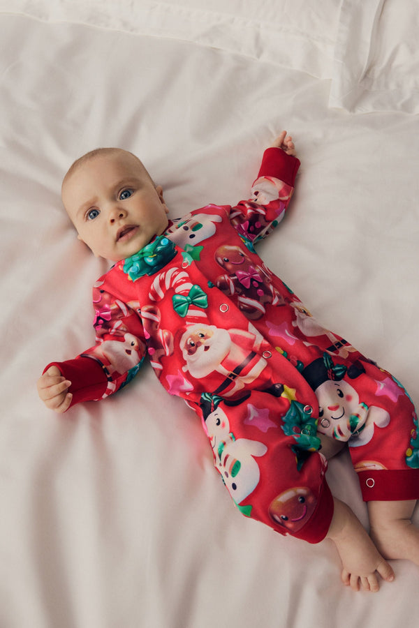 Red Baby Christmas Character 100% Cotton Sleepsuit (0mths-3yrs)