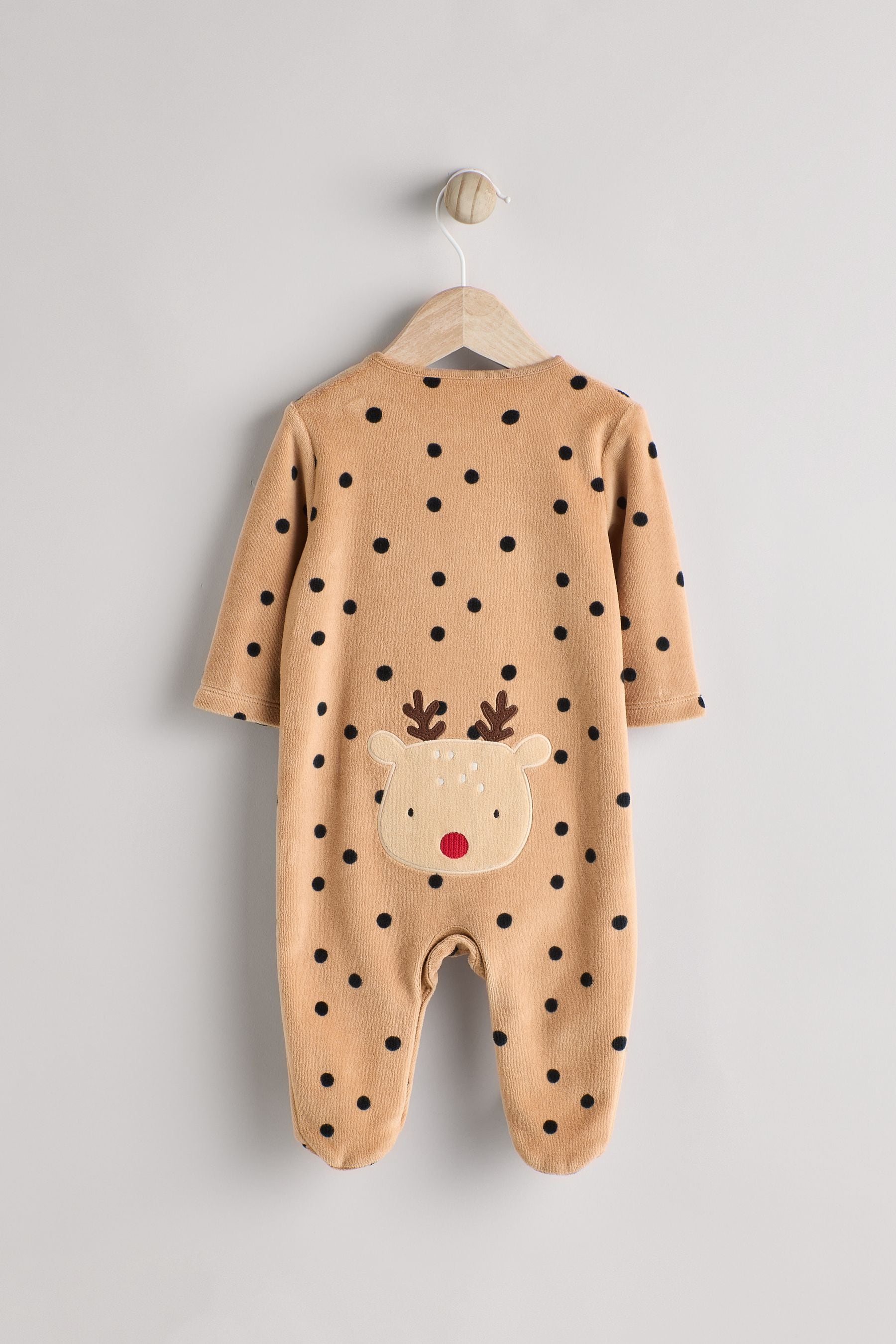 Brown Reindeer Baby Christmas Sleepsuit & Hat Set (0mths-2yrs)