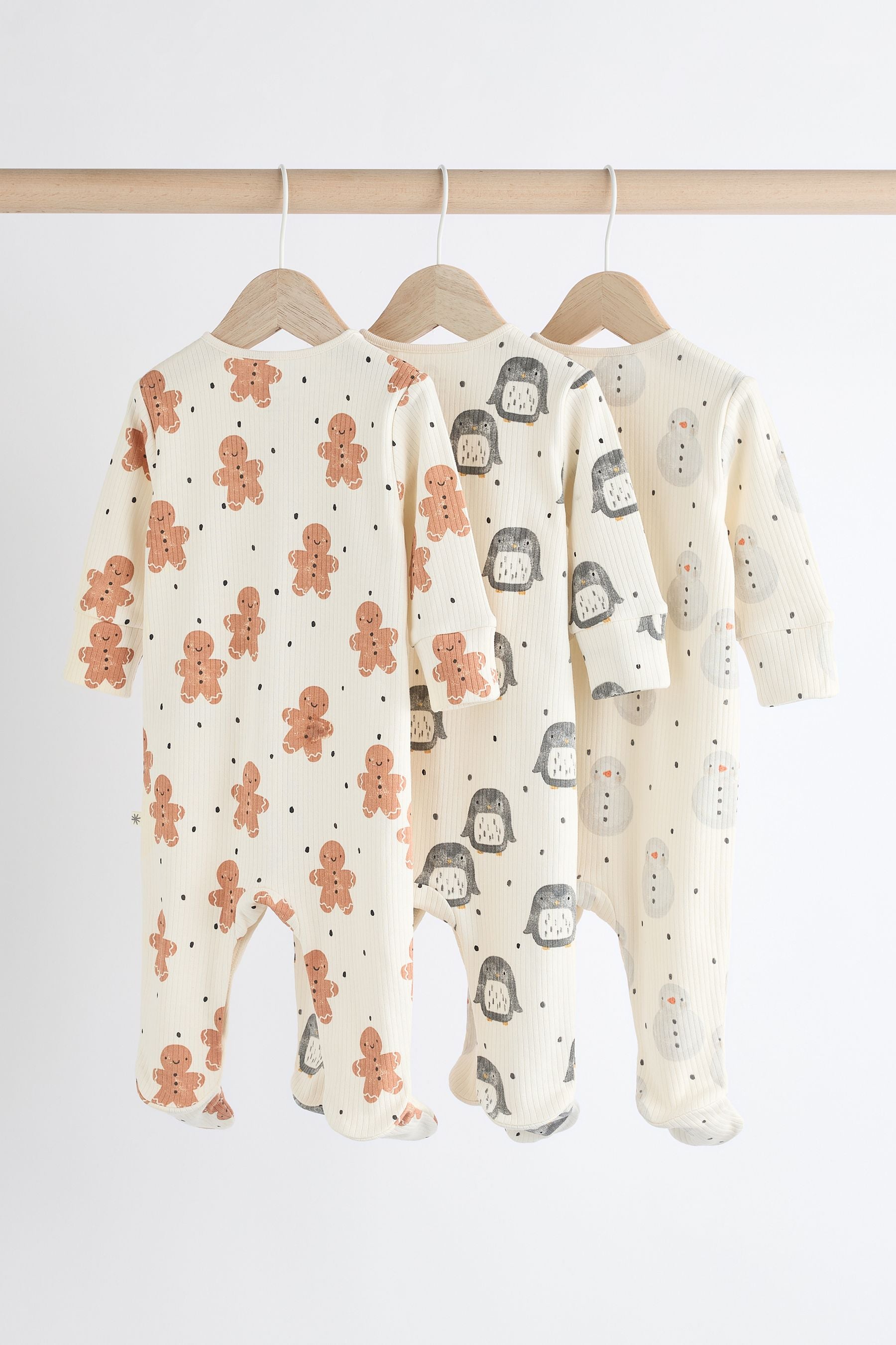 Ecru Character Sleepsuits 3 Pack (0mths-2yrs)