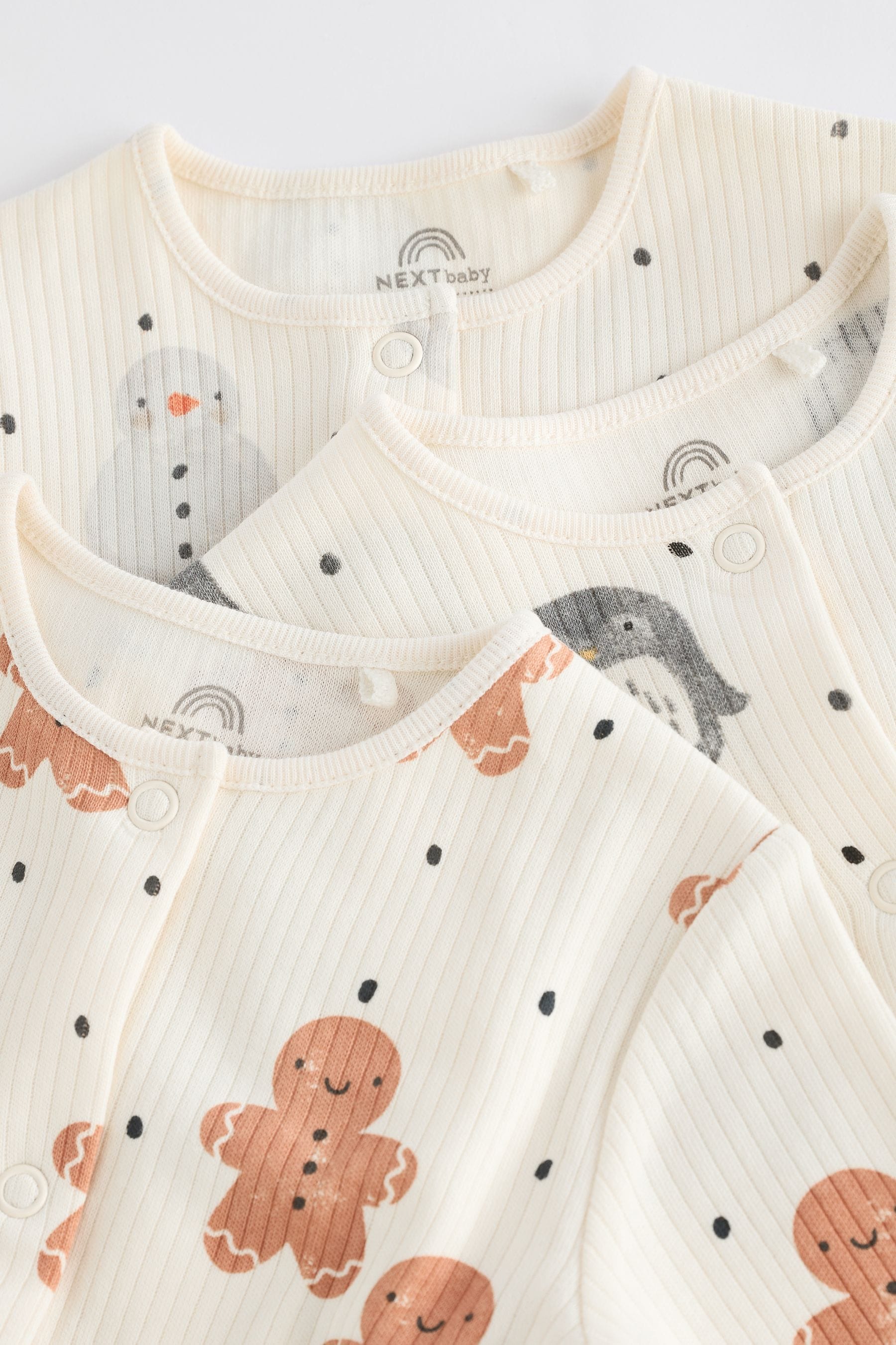 Ecru Character Sleepsuits 3 Pack (0mths-2yrs)