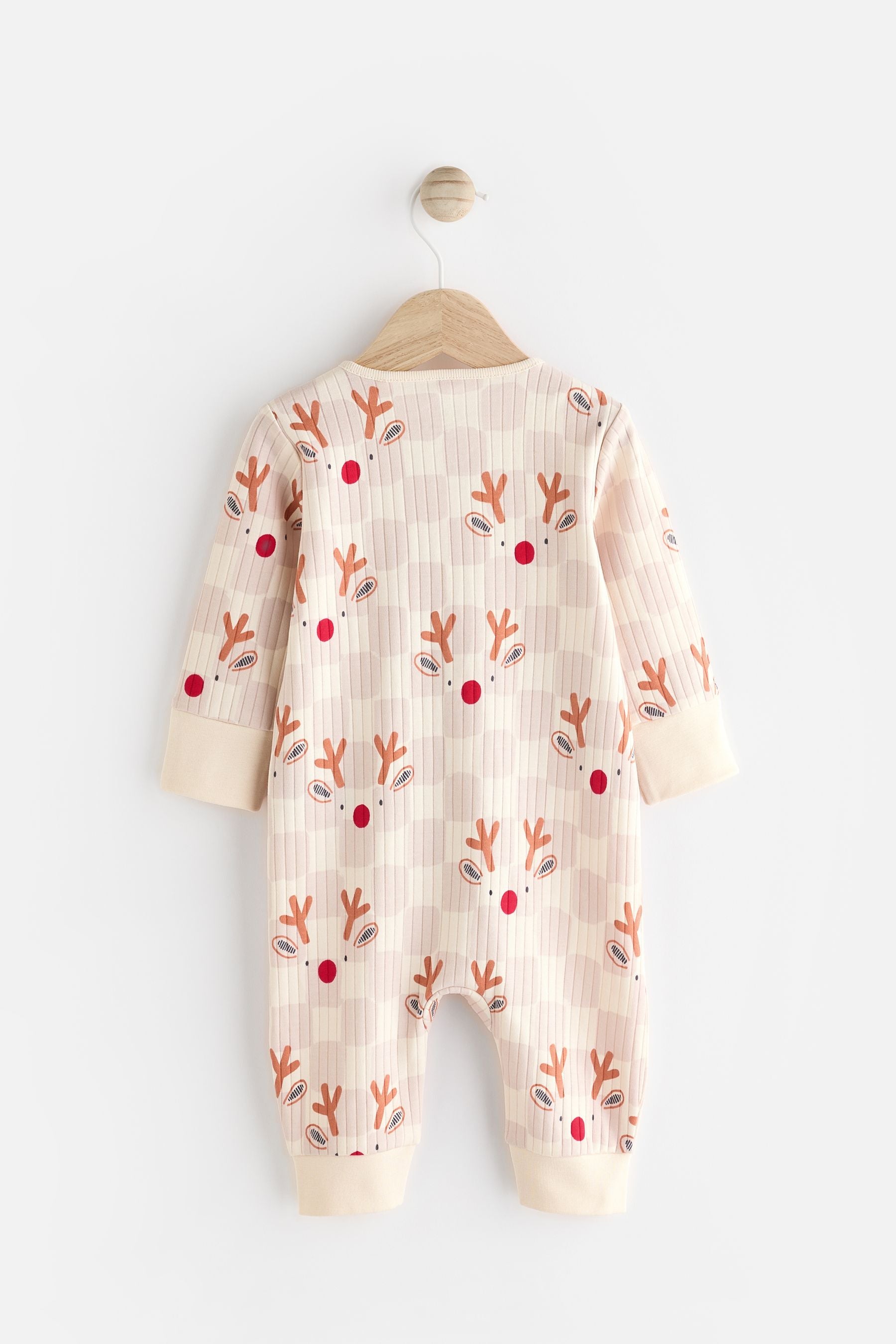 Neutral Reindeer Baby Christmas Sleepsuit (0mths-3yrs)