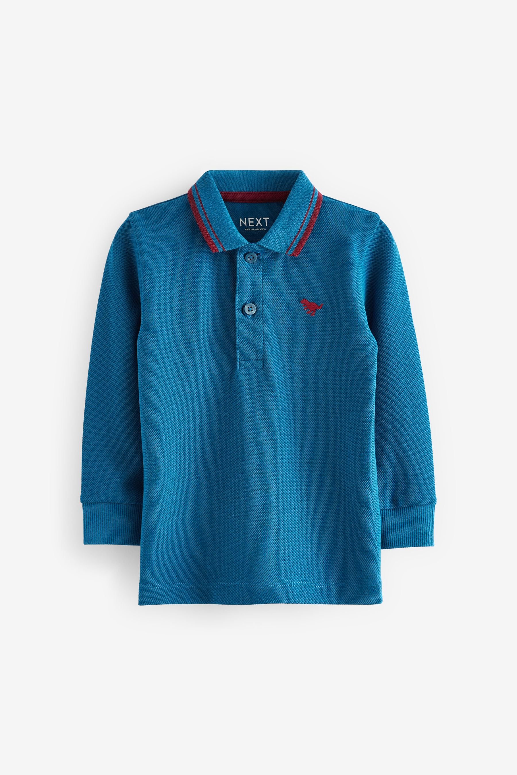 Cobalt Blue 100% Cotton Long Sleeve Polo Shirt (3mths-7yrs)