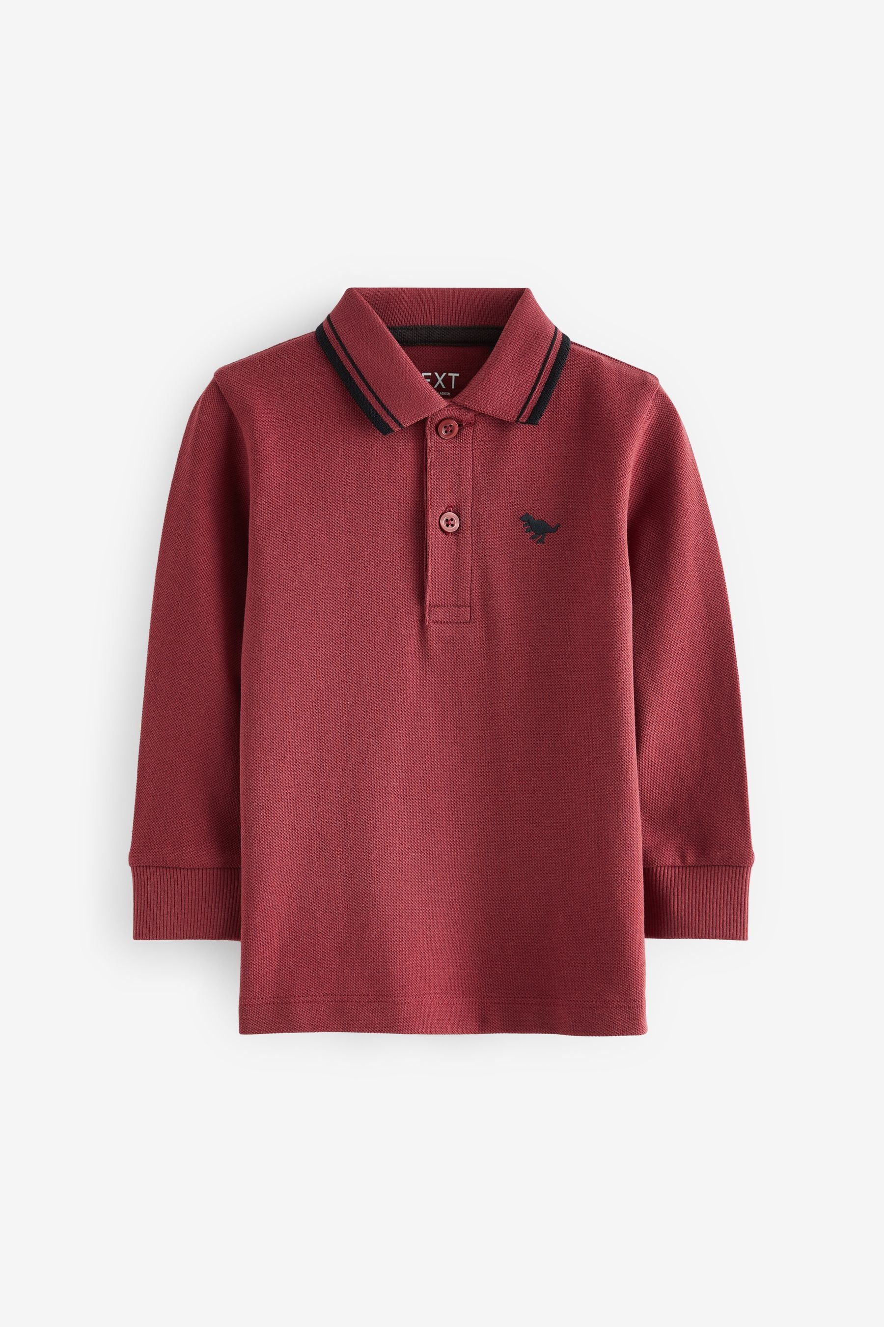 Red 100% Cotton Long Sleeve Polo Shirt (3mths-7yrs)