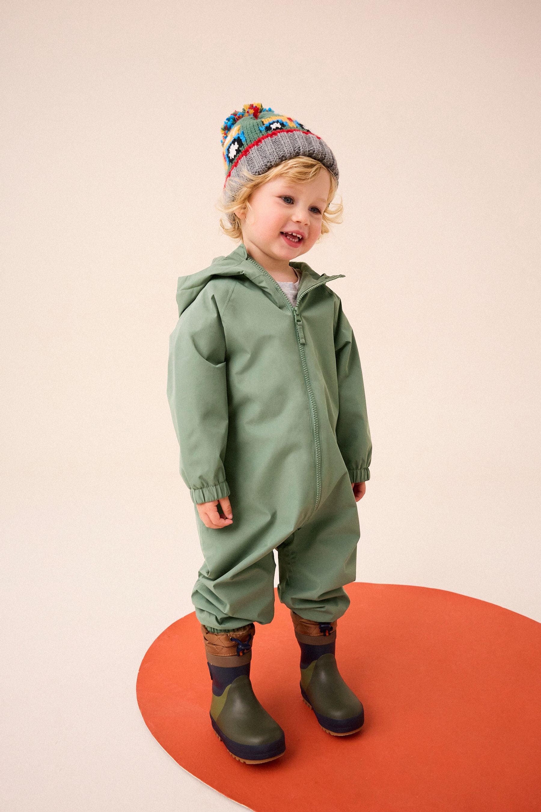 Khaki Green Waterproof Fleece Lined Puddlesuit (3mths-7yrs)