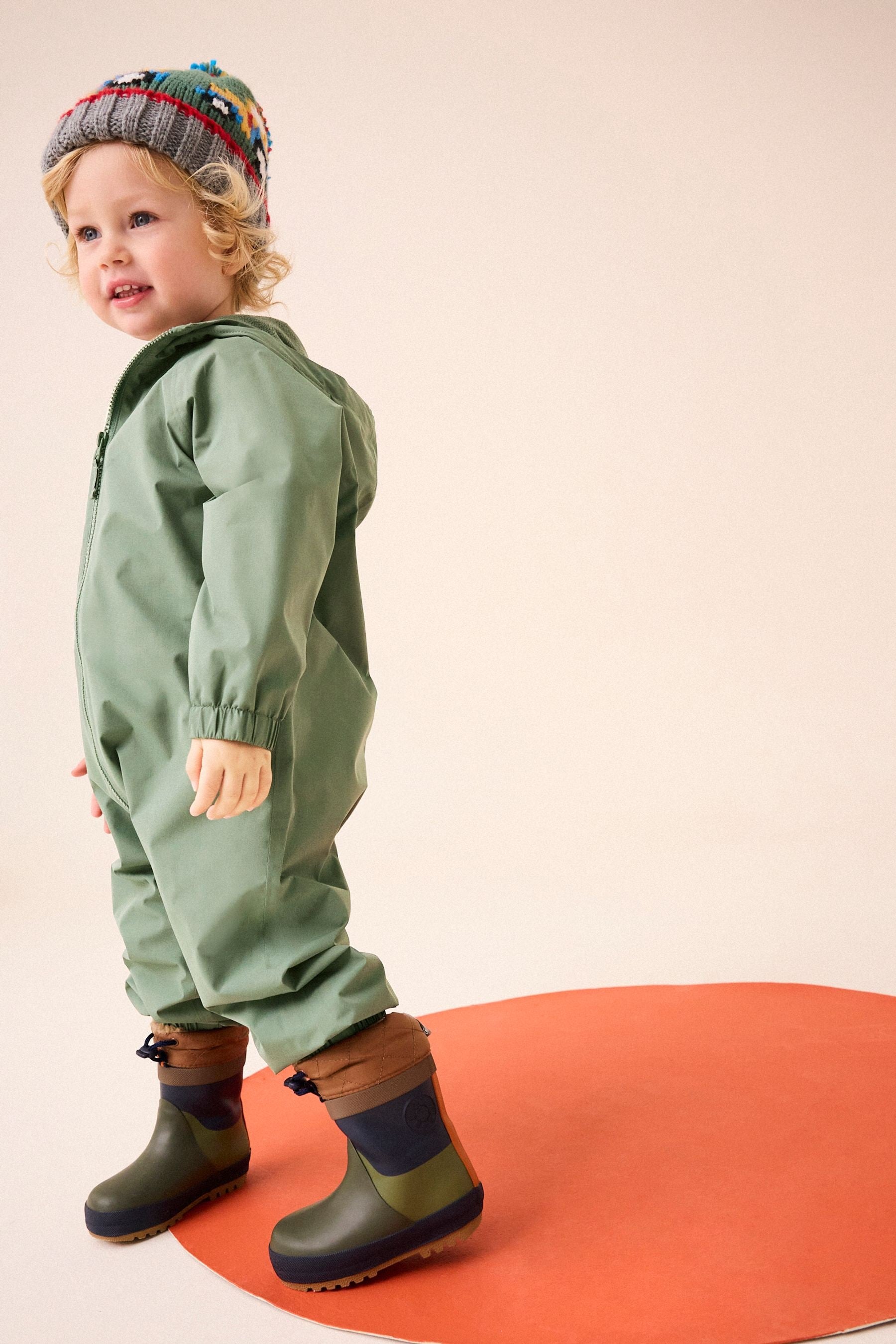 Khaki Green Waterproof Fleece Lined Puddlesuit (3mths-7yrs)