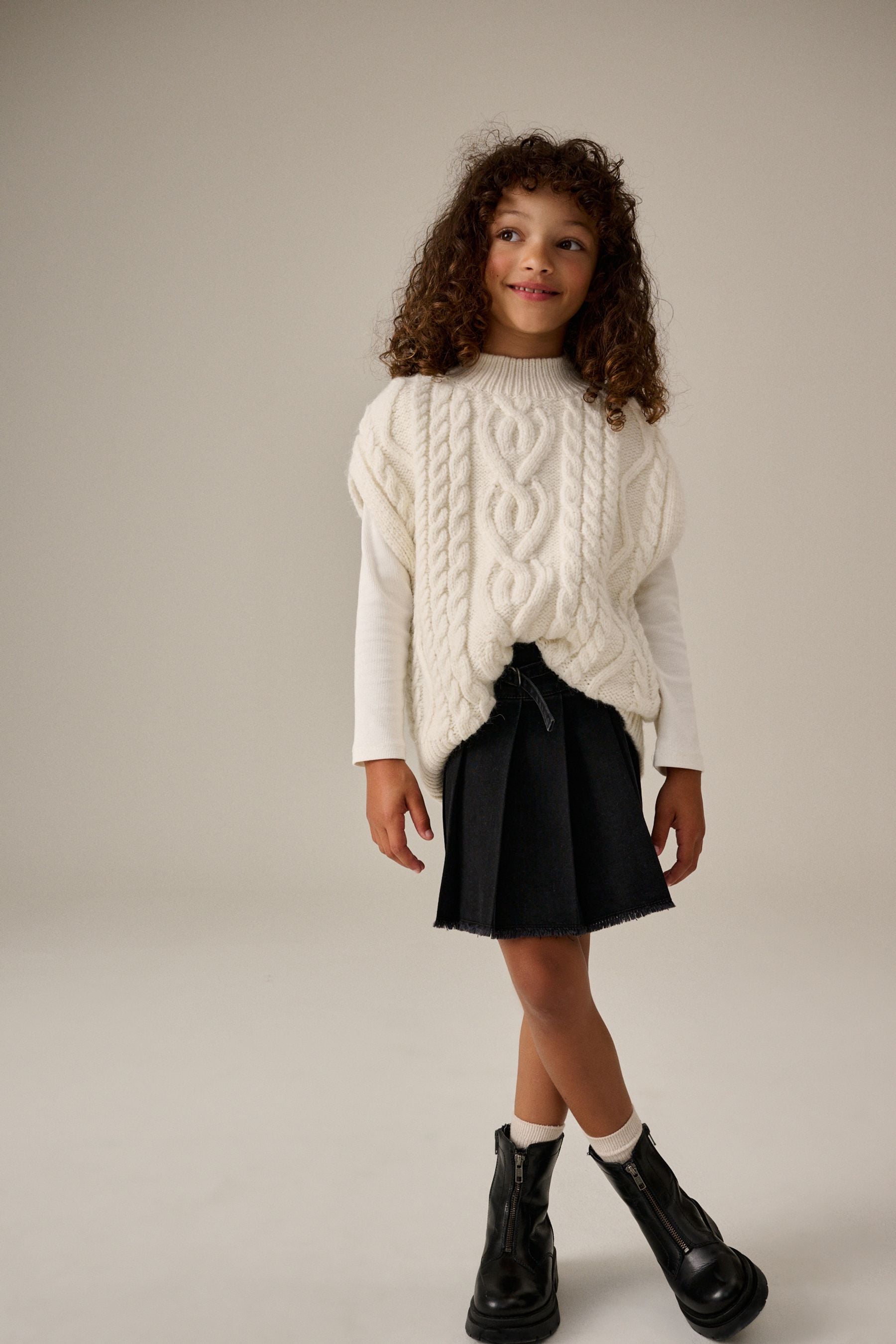 Ecru Cable Knitted Tank (3-16yrs)