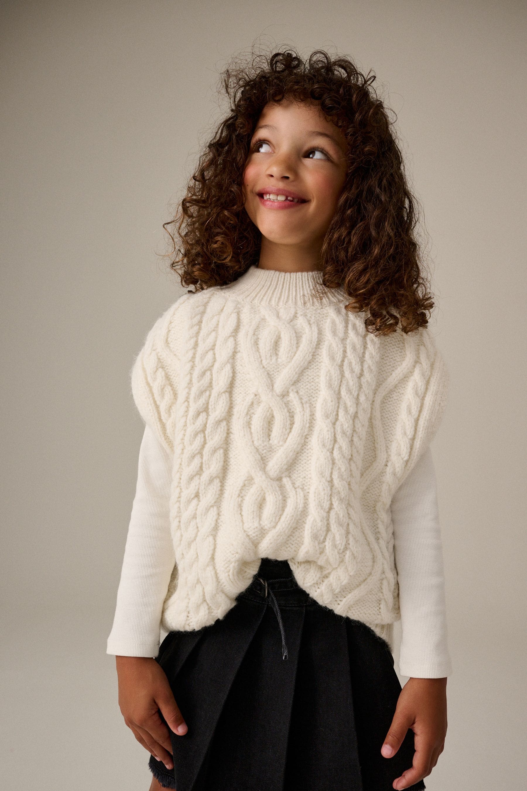 Ecru Cable Knitted Tank (3-16yrs)